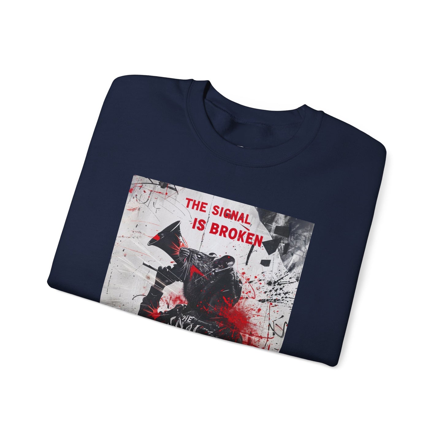 Unisex Crewneck Sweatshirt - "The Signal is Broken" Graphic Design - Riff Raff Wear