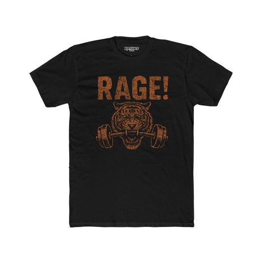 Work Out Ready - Unisex Cotton Crew Tee - 'RAGE!' Tiger Fitness Shirt - Riff Raff Wear