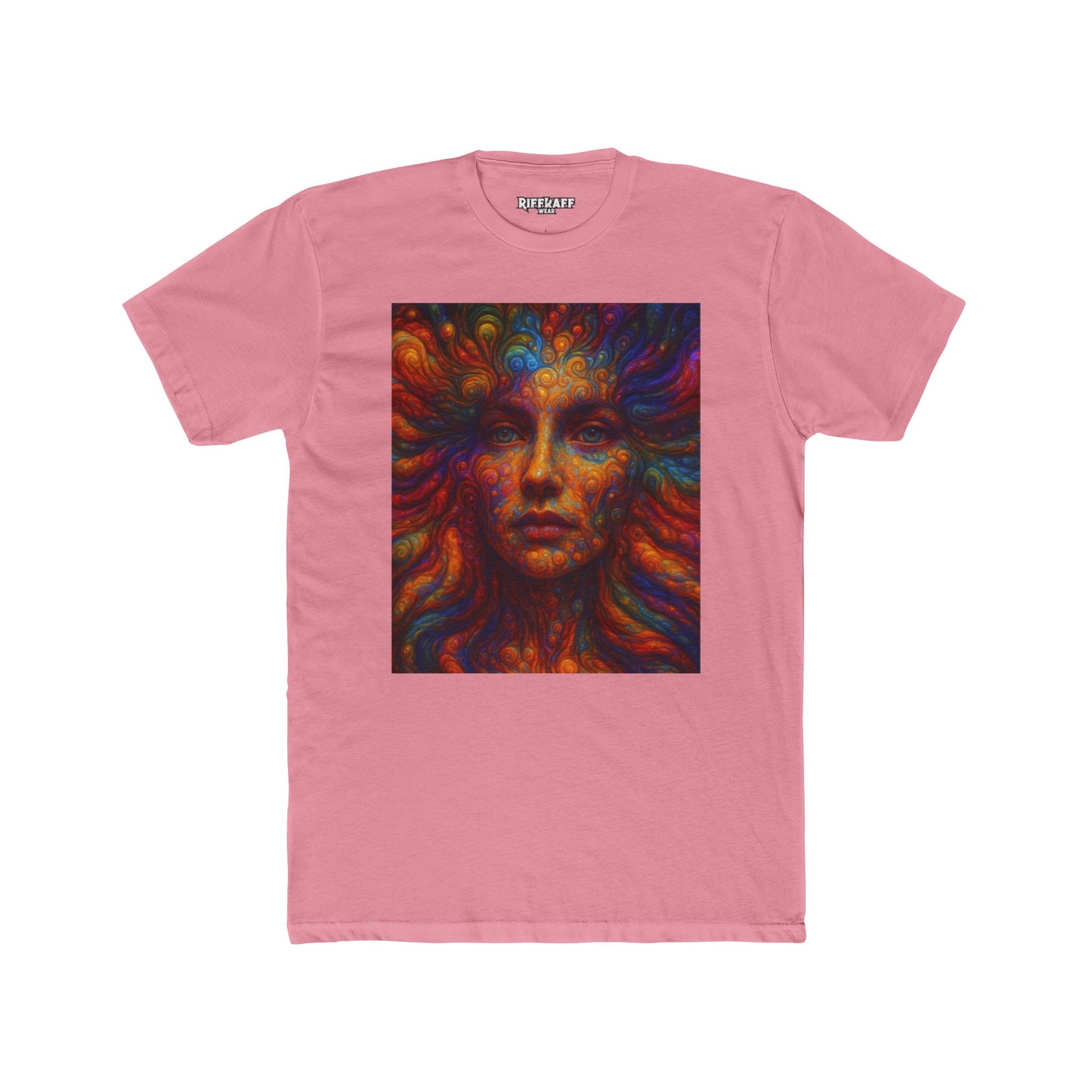 Vibrant Artistic Unisex Cotton Crew Tee - Colorful Abstract Face Design - Riff Raff Wear