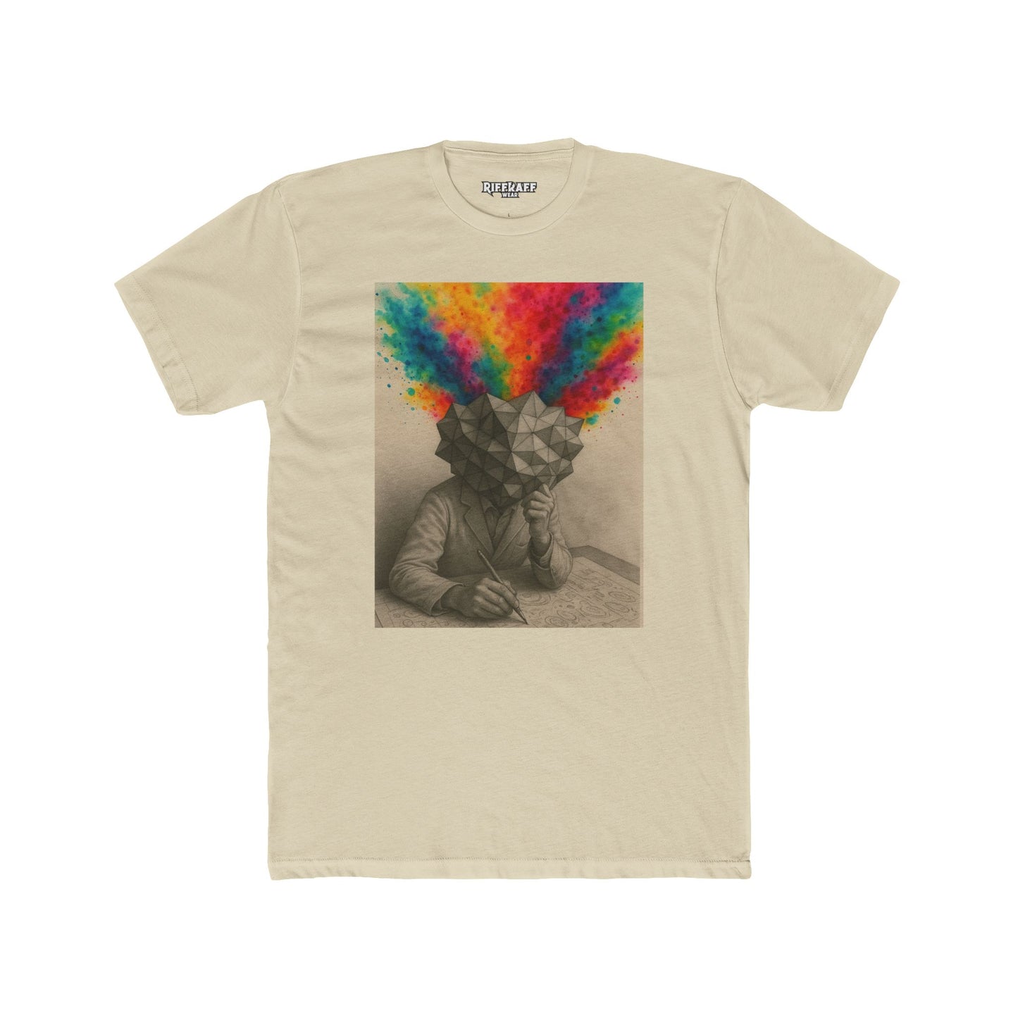 Creative Mind Unisex Cotton Crew Tee - Colorful Brain Design T-Shirt - Riff Raff Wear