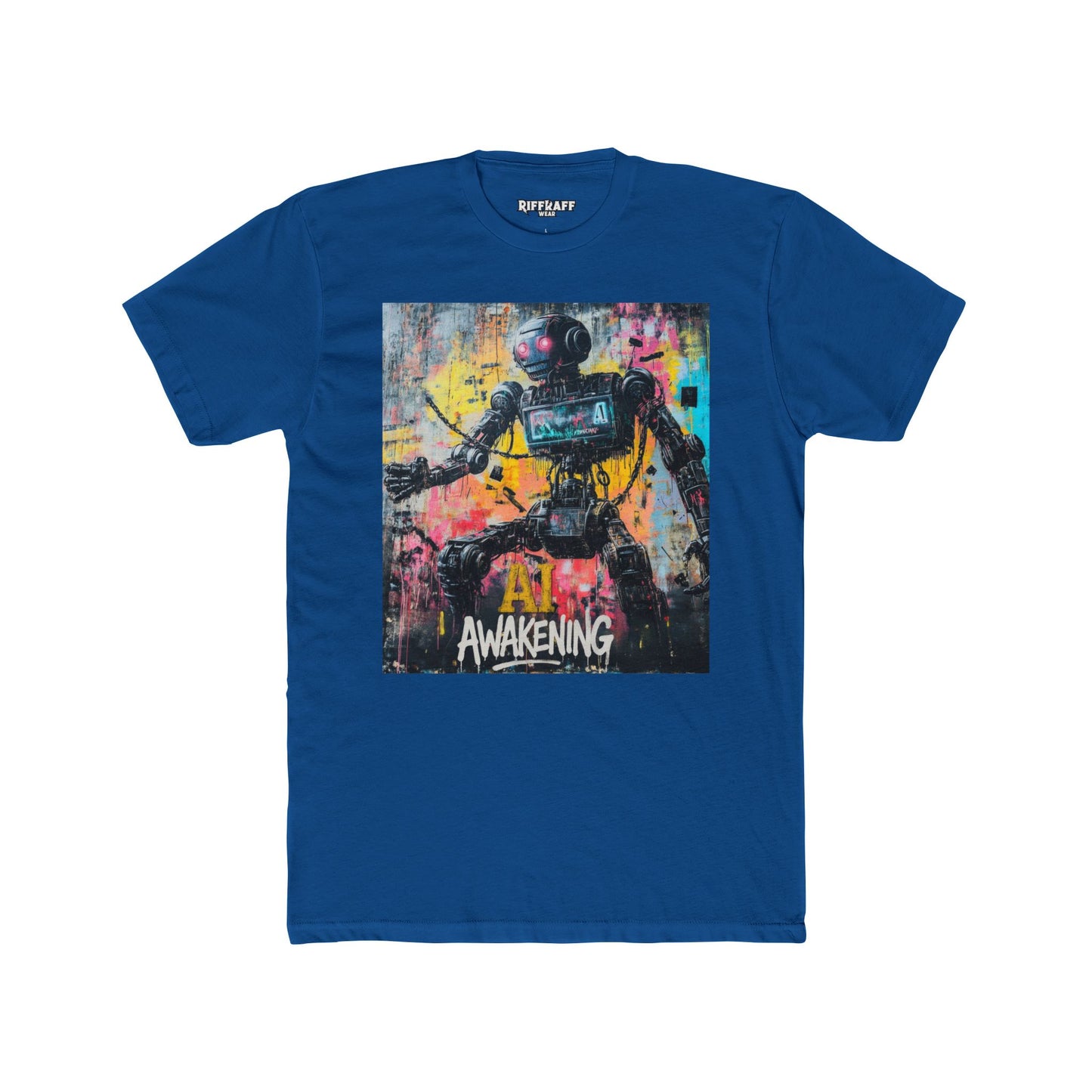 AI Awakening Unisex Cotton Crew Tee - Futuristic Art T-Shirt - Riff Raff Wear