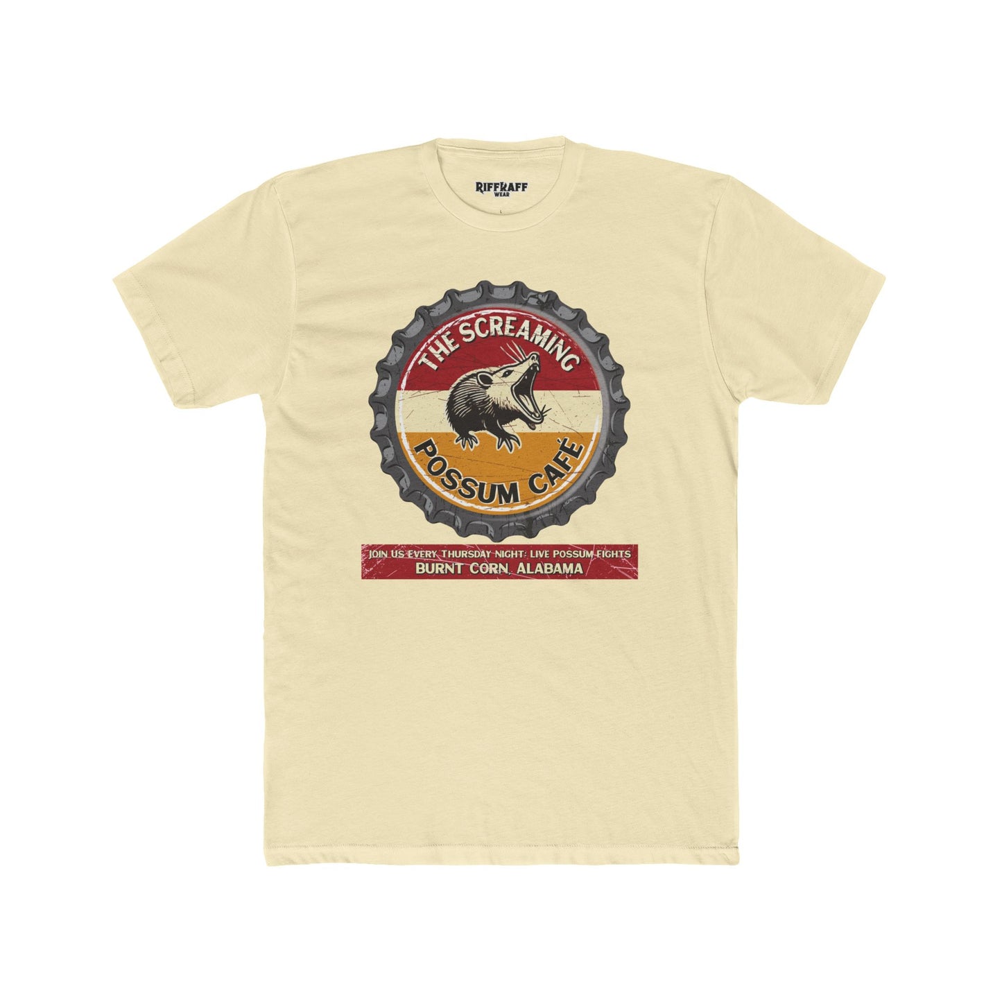 The Screaming Possum Unisex Cotton Crew Tee - Fun & Retro Graphic Shirt - Riff Raff Underground