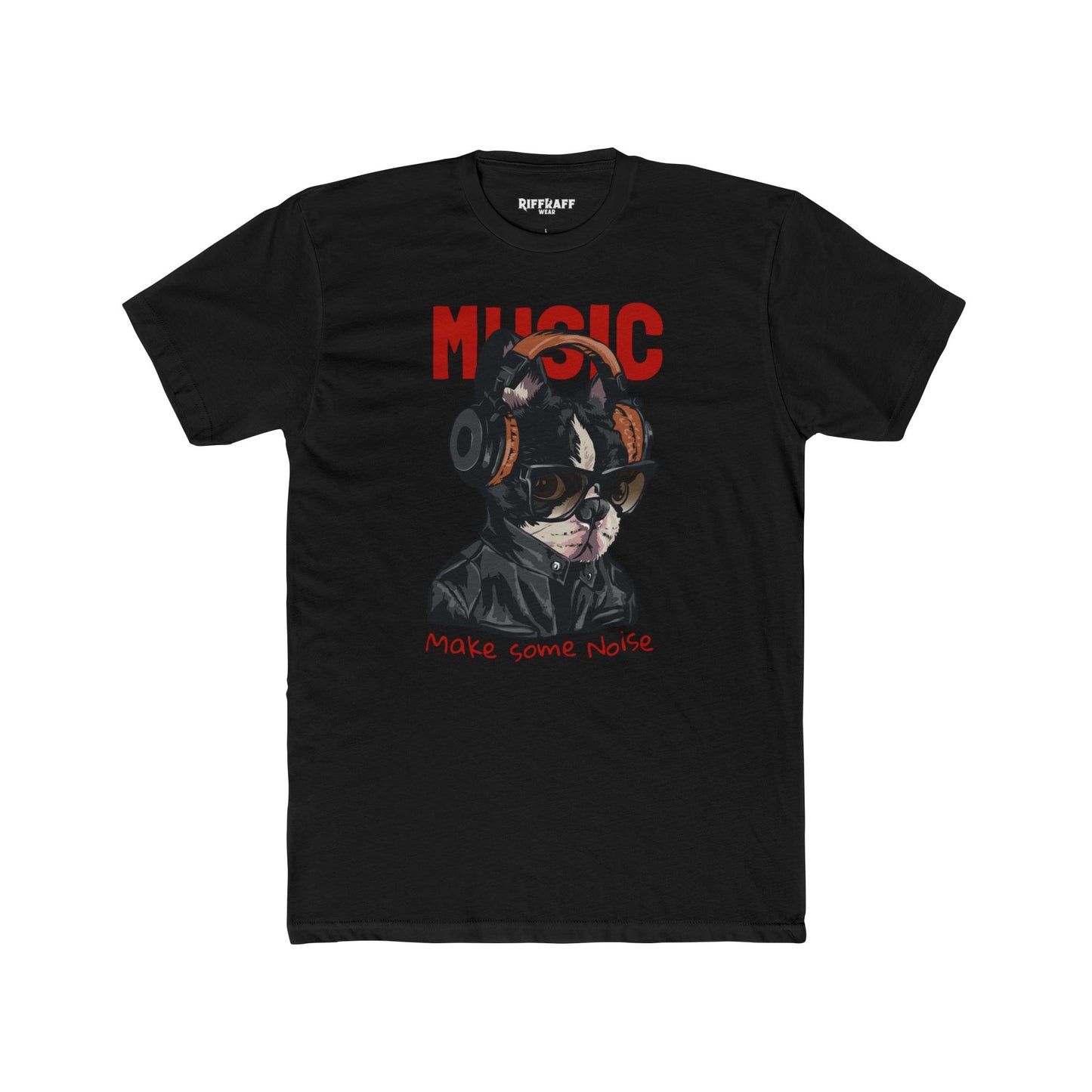 PetNique - Cool Dog Music Crew Tee - Unisex Cotton T-Shirt for Dog Lovers and Music Enthusiasts - Riff Raff Wear