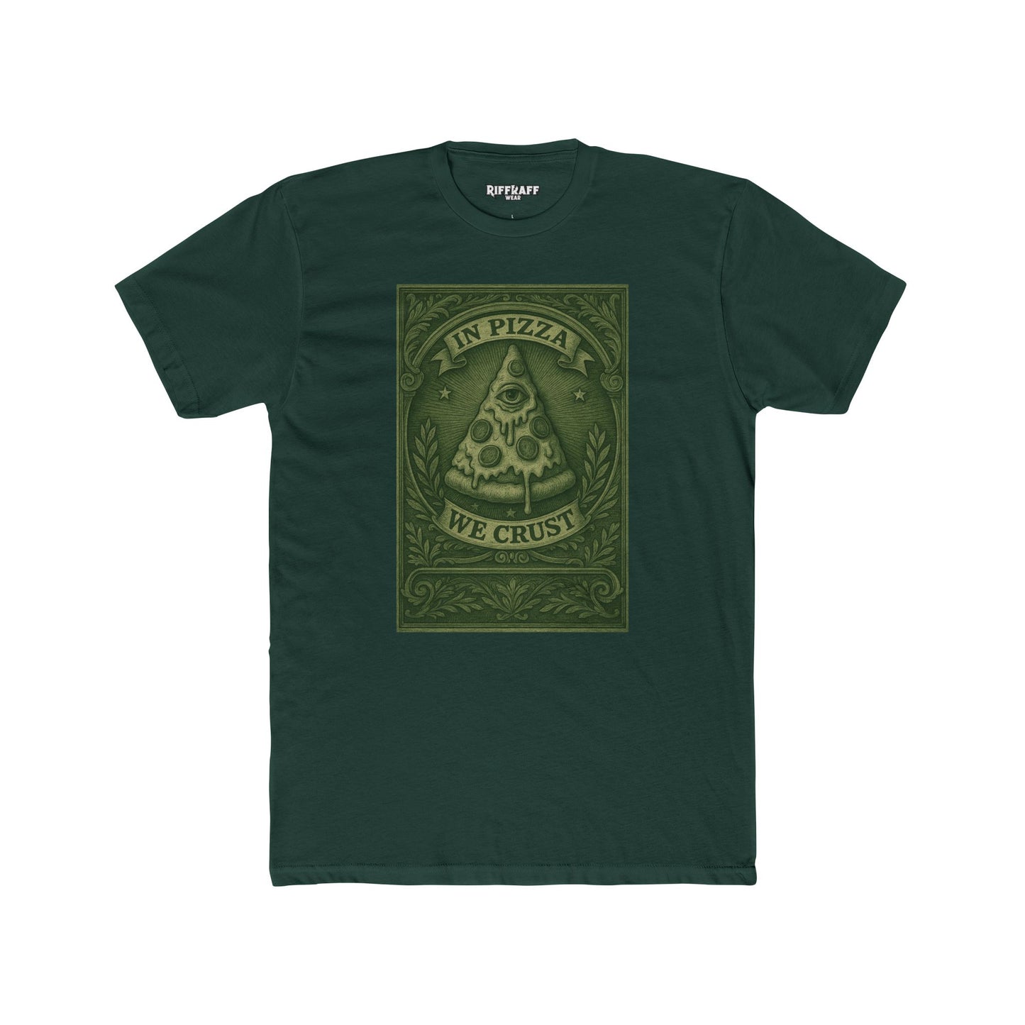 Funny Pizza Crew Tee - "In Pizza We Crust" Unisex Cotton Shirt - Riff Raff Wear