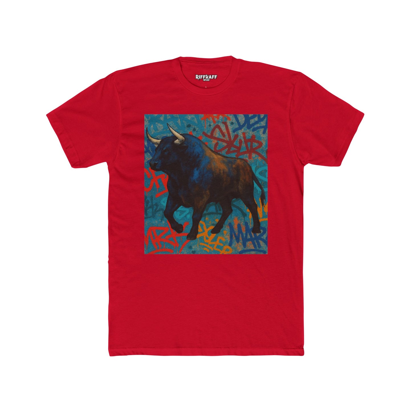 Graffiti Bull Unisex Cotton Crew Tee - Urban Style Graphic T-Shirt - Riff Raff Wear
