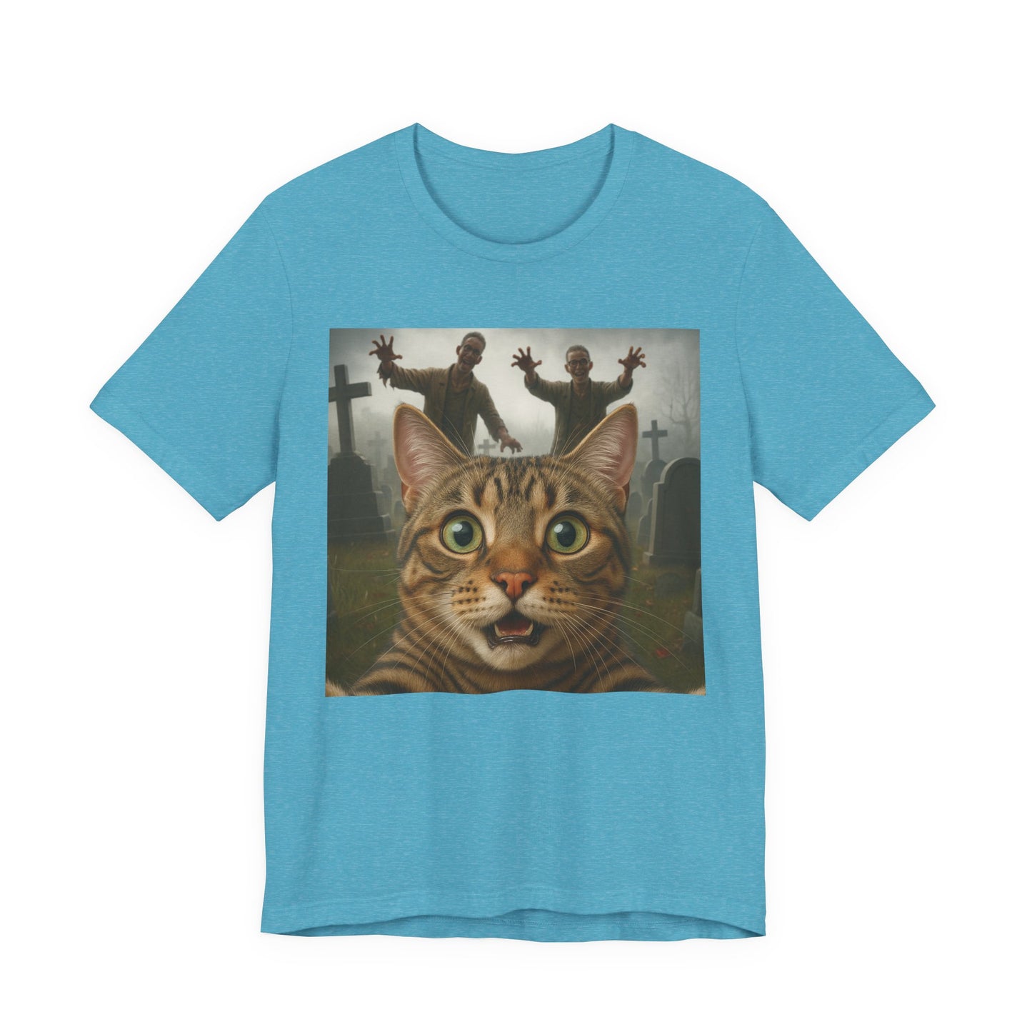 Zombie Cat Halloween Tee, Cute Cat Shirt, Unisex Graphic Tee, Funny Pet Lover Gift, Halloween Costume Top - Riff Raff Wear