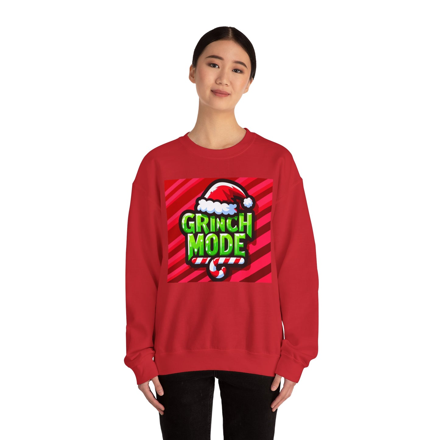 Grinch Mode Crewneck Sweatshirt, Christmas Attire, Holiday Sweatshirt, Festive Gift, Cozy Winter Wear, Funny Christmas Sweater - Riff Raff Wear
