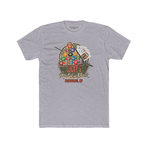 Lucky's Pool Hall Unisex Cotton Crew Tee Pool Up Front. Poker In The Rear. - Riff Raff Wear Underground