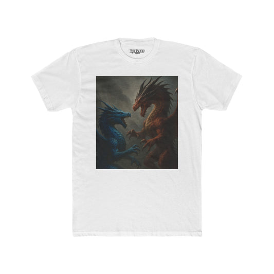 Epic Dragon Showdown Unisex Cotton Crew Tee | Fantasy T-Shirt - Riff Raff Wear