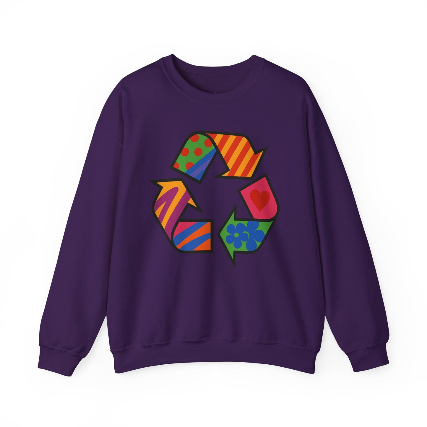 Eco-Friendly Graphic Sweatshirt - Unisex Heavy Blend™ Crewneck with Colorful Recycle Design - Riff Raff Wear