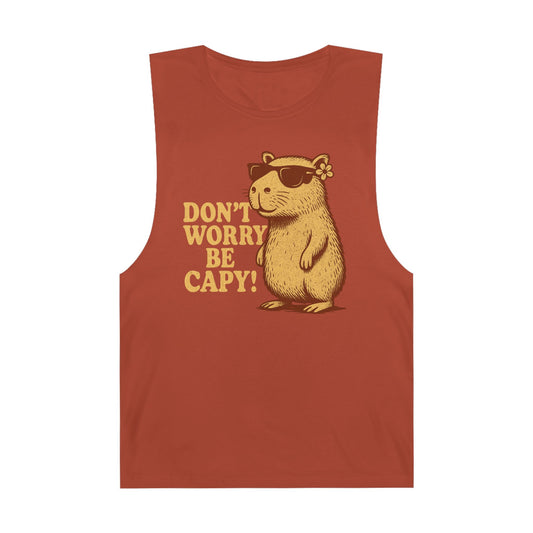 Funny Capybara Tank Top – "Don't Worry Be Capy!" - Riff Raff Wear