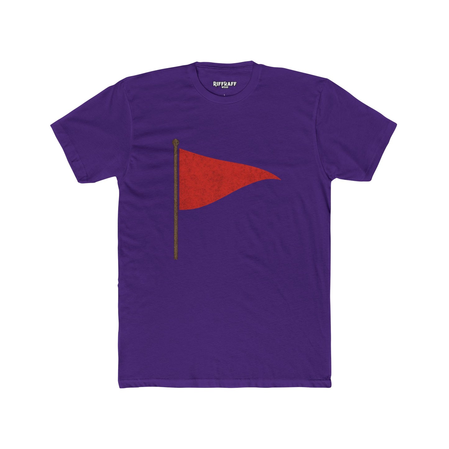 Unisex Cotton Crew Tee with Red Flag Design - Casual Wear for Trendsetters - Riff Raff Wear