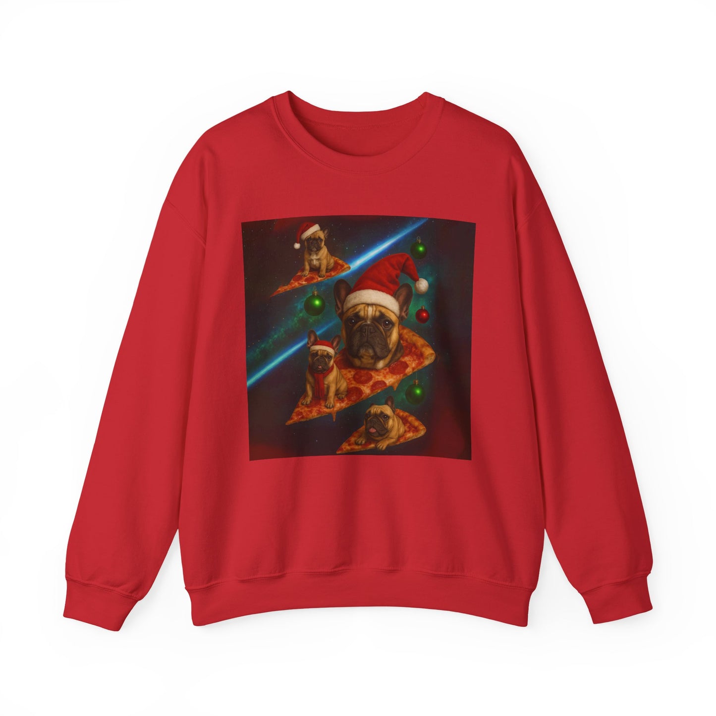 Festive Pizza Dog Crewneck Sweatshirt | Fun Holiday Apparel | Gift for Dog Lovers, Christmas Sweatshirt, Cozy Fashion, Unisex Style - Riff Raff Wear