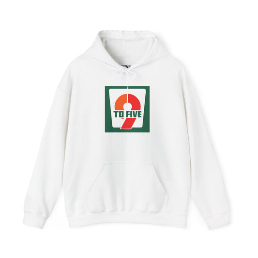 Vintage-Inspired Unisex Hooded Sweatshirt - '9 TO FIVE' Graphic - Riff Raff Wear