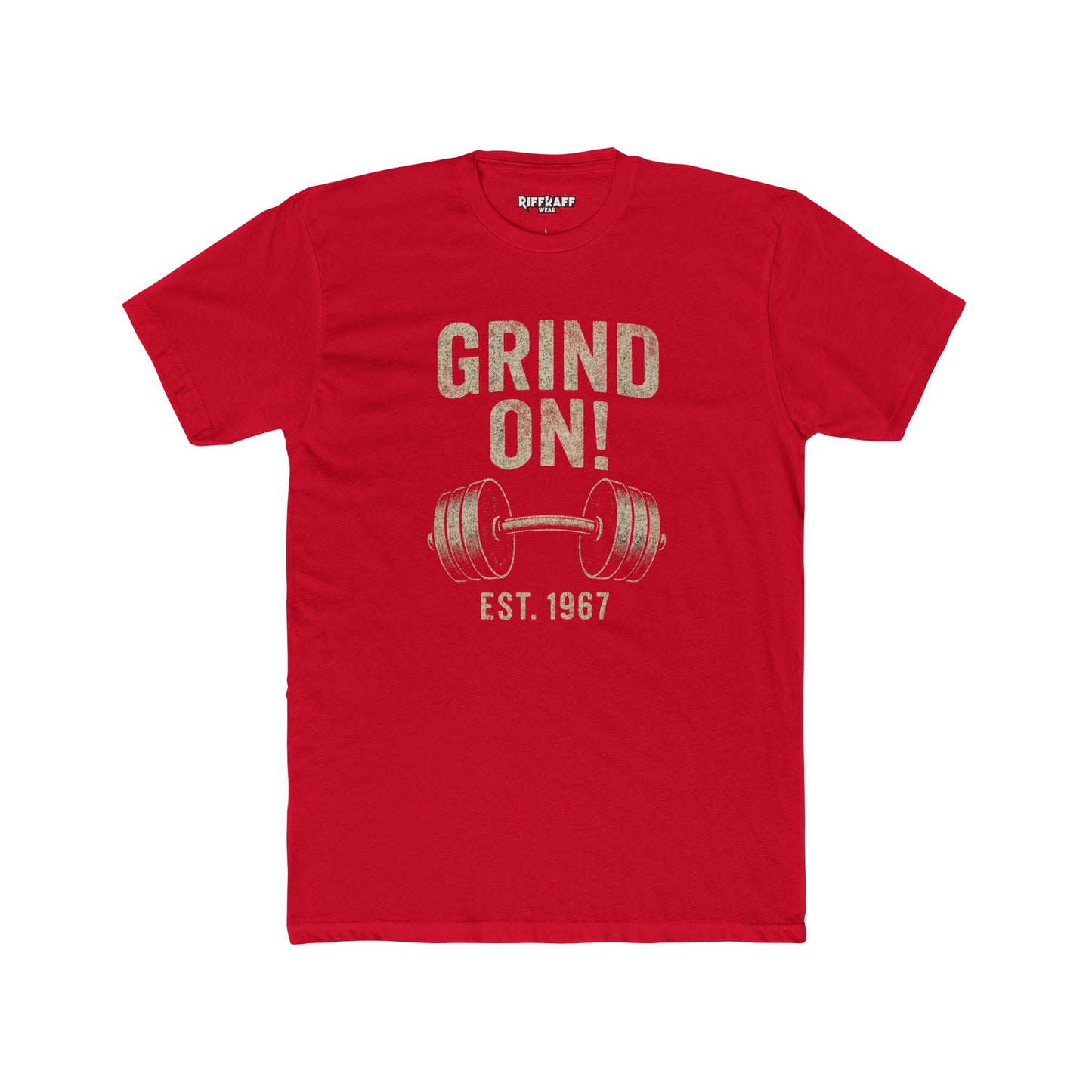 Grind On! Unisex Cotton Crew Tee for Fitness Enthusiasts - Riff Raff Wear