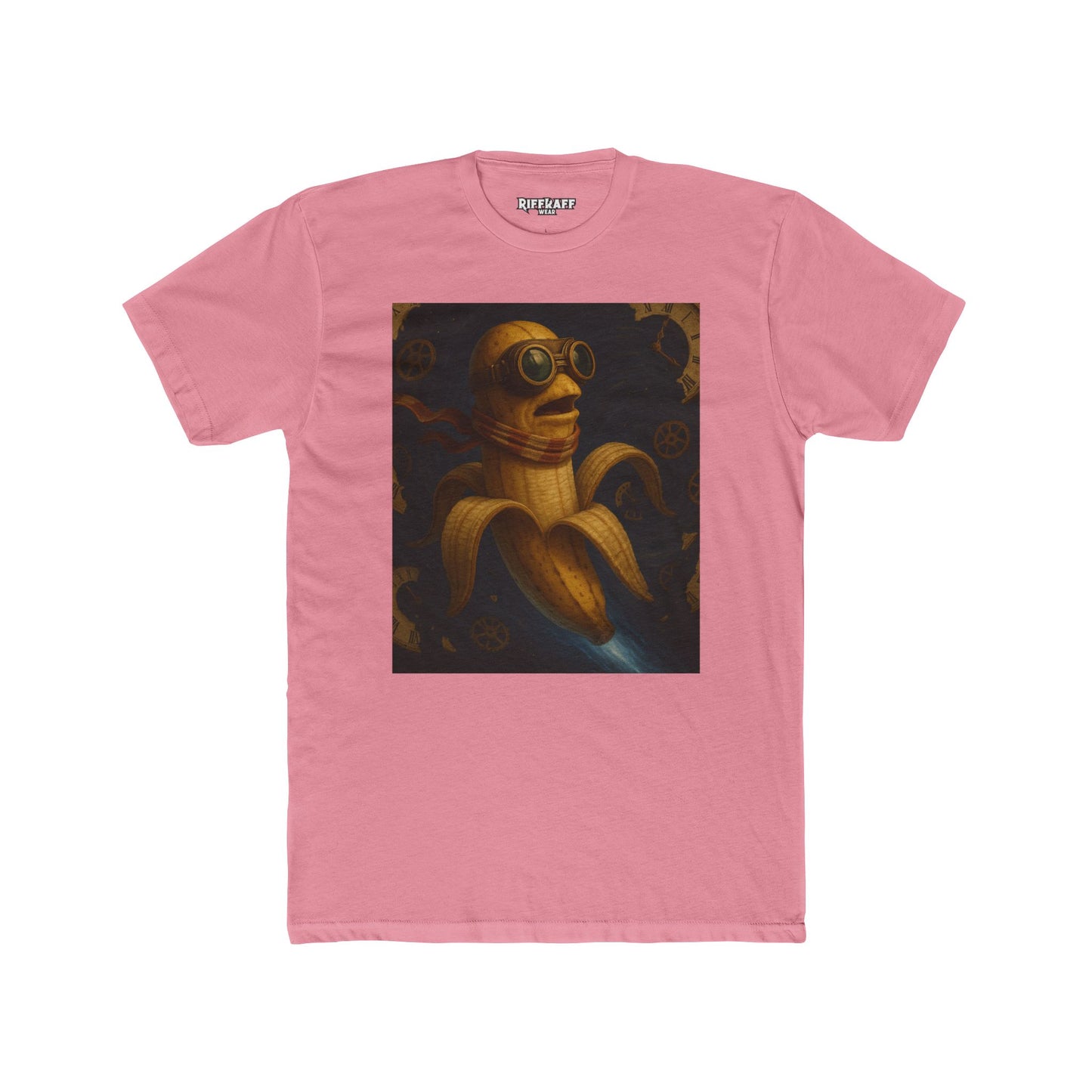 Whimsical Banana Time Traveler Unisex Cotton Crew Tee – Fun & Unique Graphic T-Shirt - Riff Raff Wear