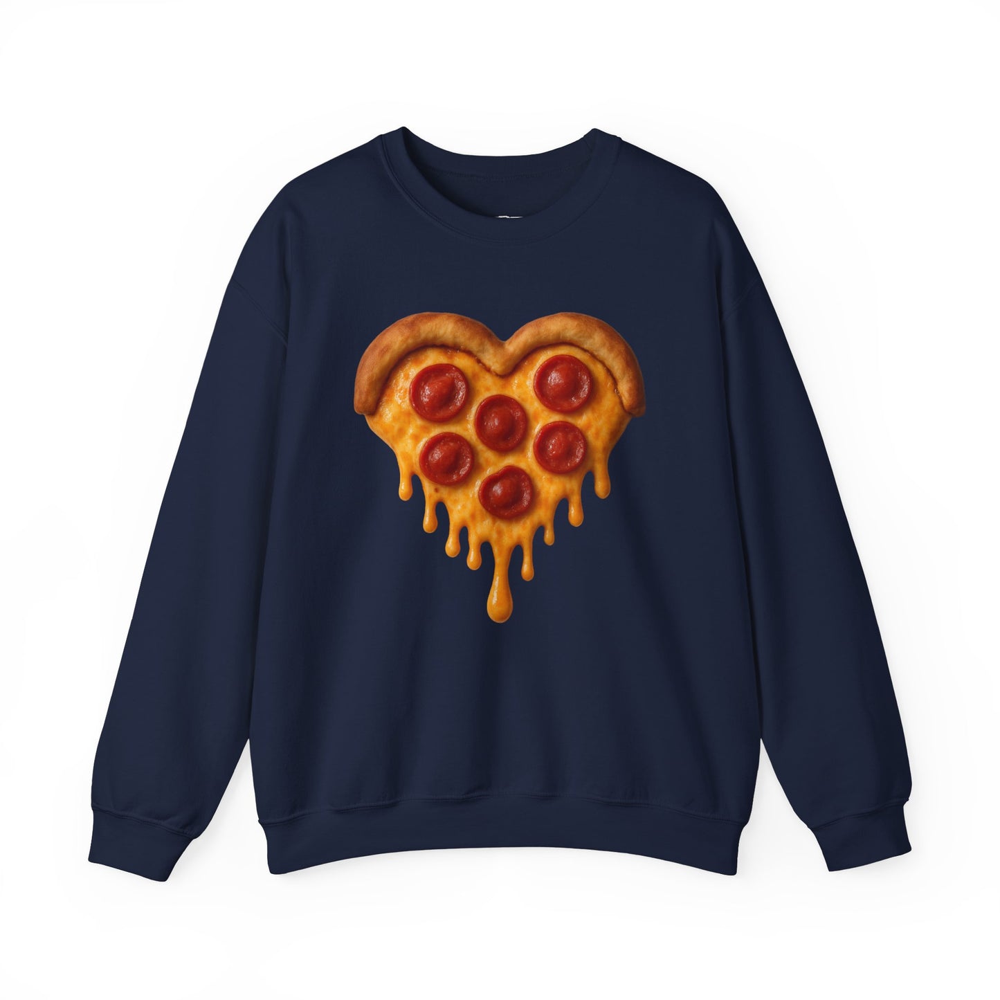 Heart-Shaped Pizza Sweatshirt - Unisex Cozy Crewneck for Food Lovers - Riff Raff Wear