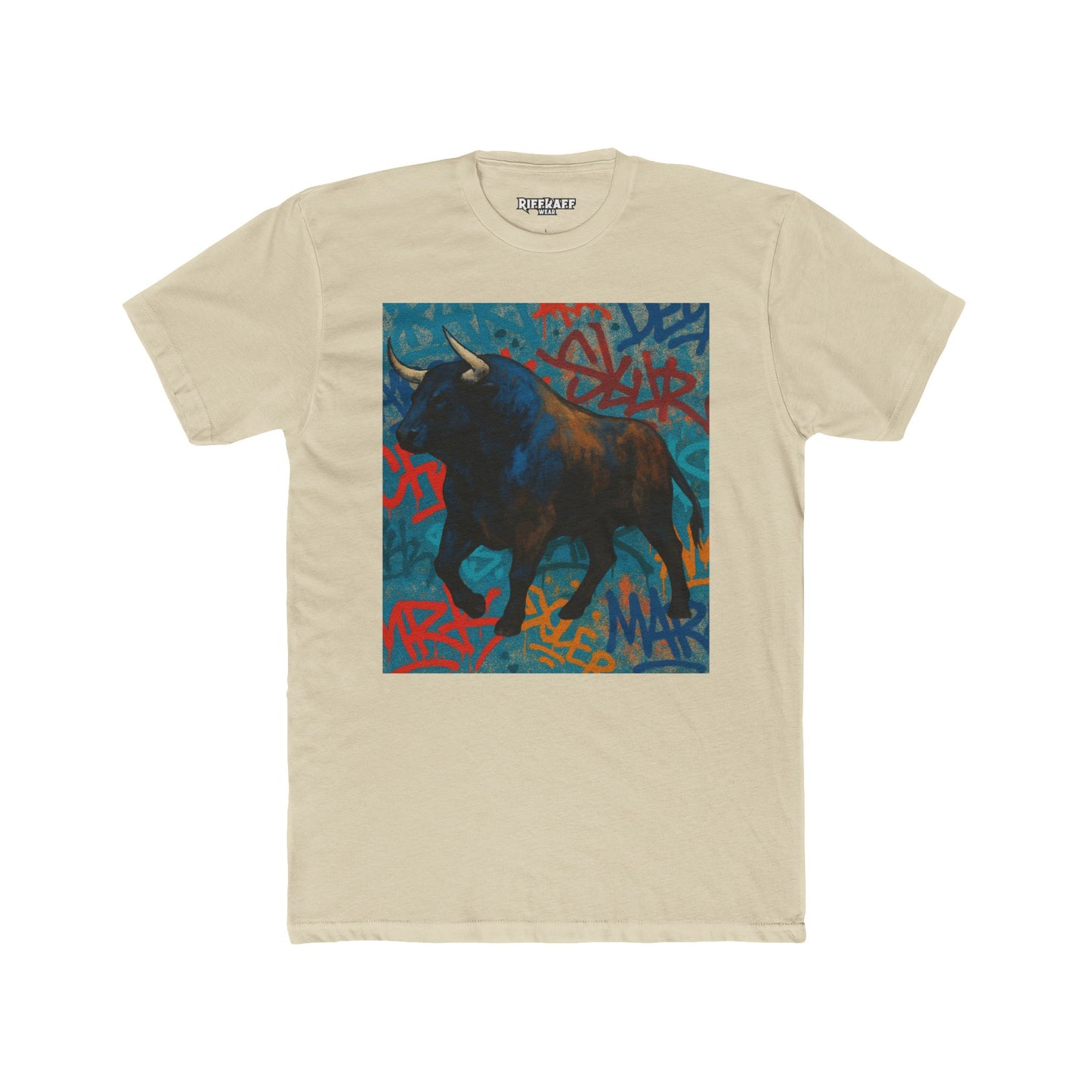 Graffiti Bull Unisex Cotton Crew Tee - Urban Style Graphic T-Shirt - Riff Raff Wear