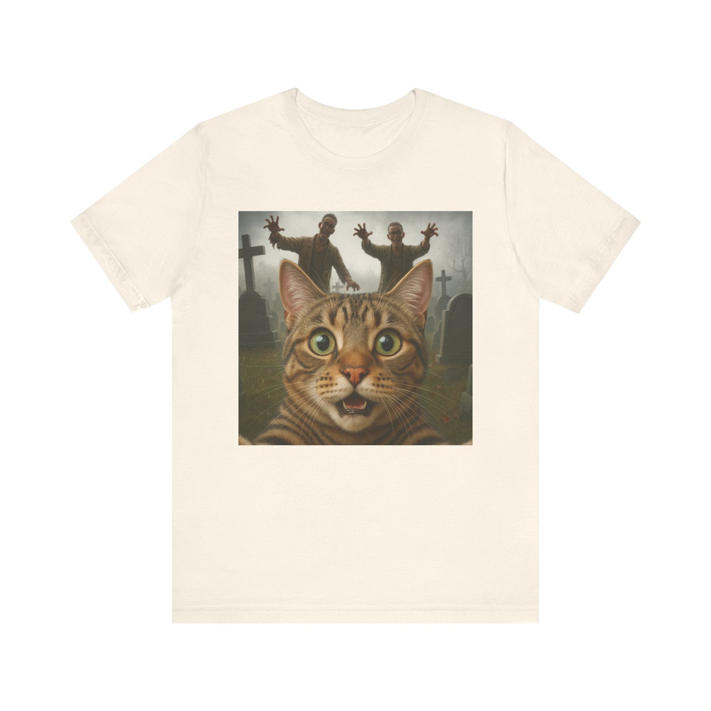 Zombie Cat Halloween Tee, Cute Cat Shirt, Unisex Graphic Tee, Funny Pet Lover Gift, Halloween Costume Top - Riff Raff Wear