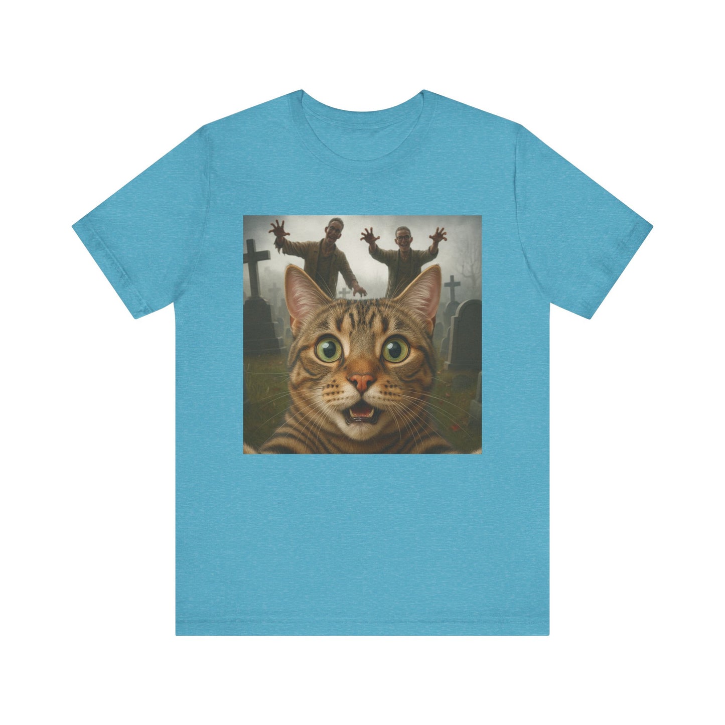 Zombie Cat Halloween Tee, Cute Cat Shirt, Unisex Graphic Tee, Funny Pet Lover Gift, Halloween Costume Top - Riff Raff Wear