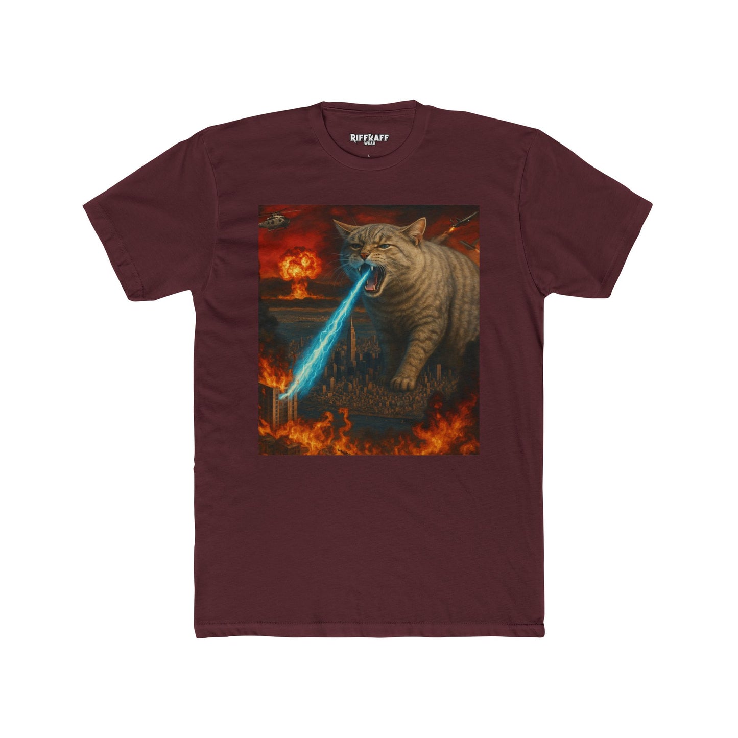 Epic Cat Battle Unisex Cotton Crew Tee - Fun Graphic Tee for Animal Lovers - Riff Raff Wear