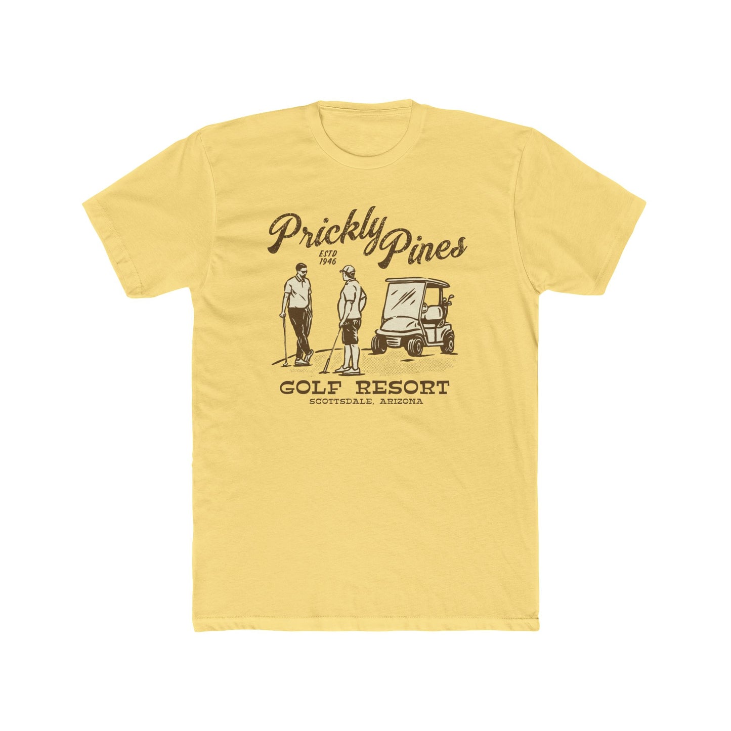 Prickly Pines Golf Resort Unisex Cotton Crew Tee - Perfect for Golf Lovers! - Riff Raff Wear Underground