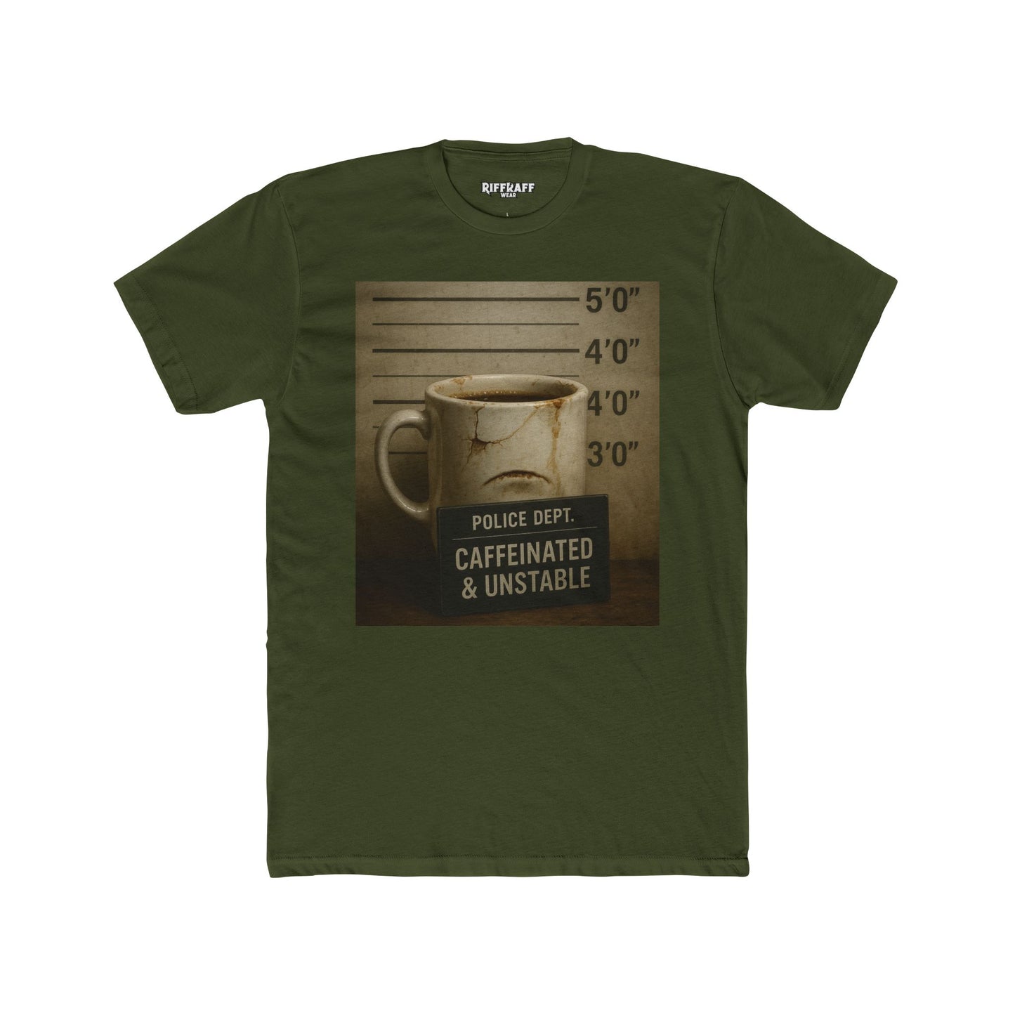Caffeinated & Unstable Unisex Cotton Crew Tee - Perfect Gift for Coffee Lovers - Riff Raff Wear