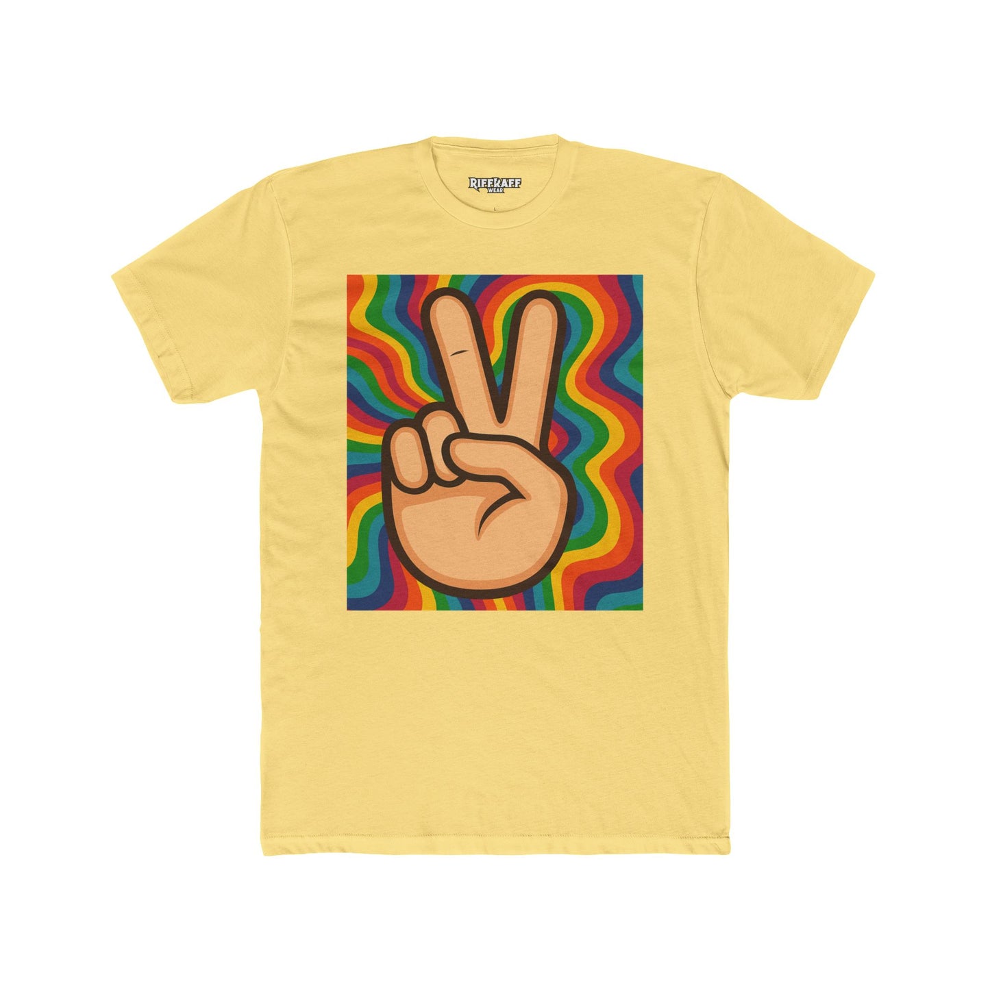 Retro Peace Sign Unisex Cotton Crew Tee - Colorful Vibe Fashion - Riff Raff Wear