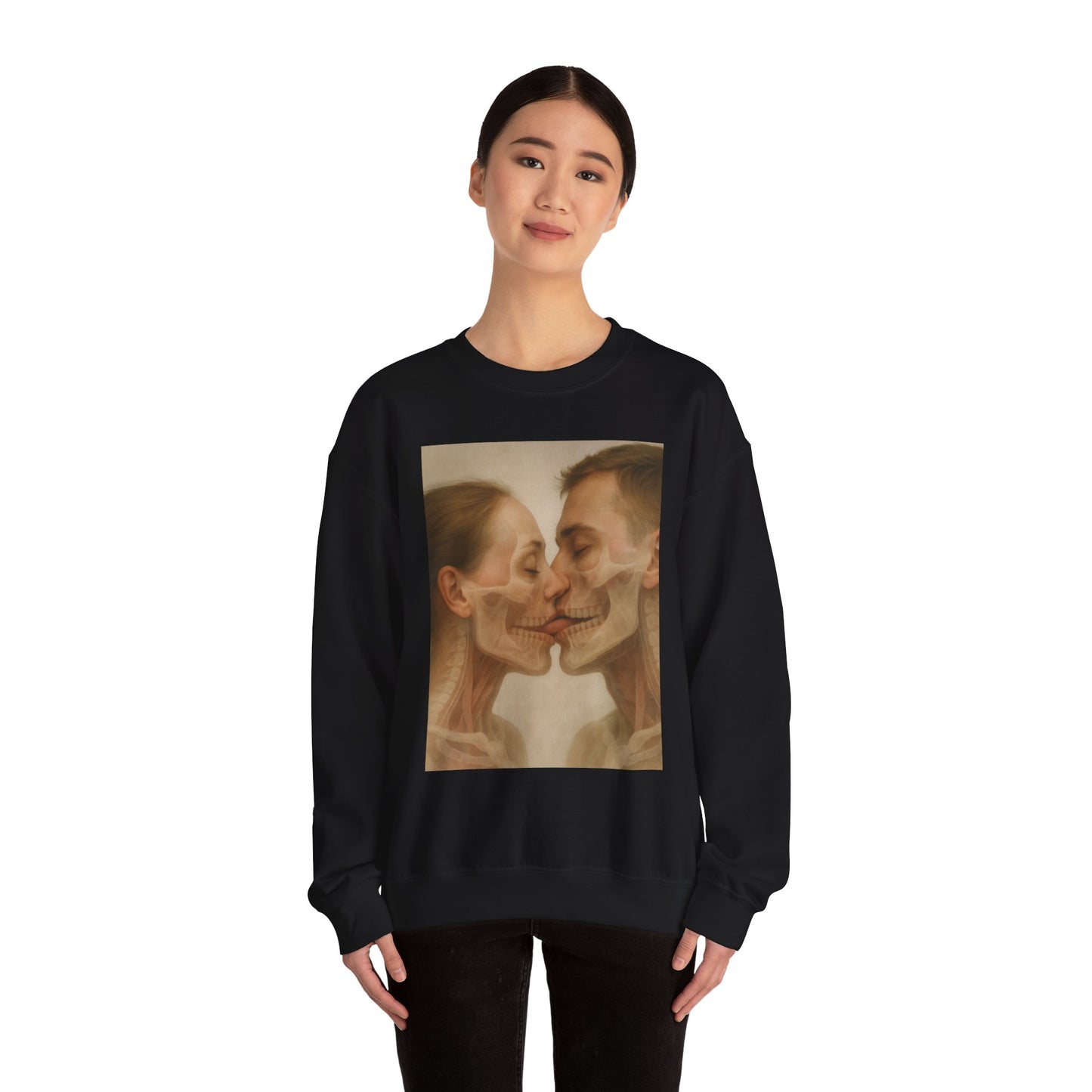 Romantic Skull Art Sweatshirt - Unisex Cozy Crewneck for Couples, Halloween, Gift Idea, Unique Sweatshirt, Trendy Layering - Riff Raff Wear