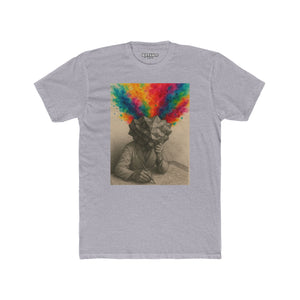 Creative Mind Unisex Cotton Crew Tee - Colorful Brain Design T-Shirt - Riff Raff Wear
