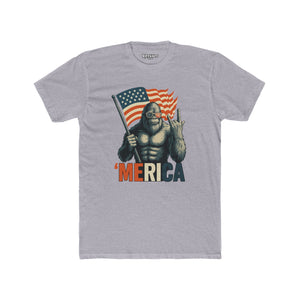 'Merica Bigfoot Tee - Fun Graphic T-Shirt, Unisex Humor Shirt, Patriotic Apparel, Perfect for BBQ - Riff Raff Wear