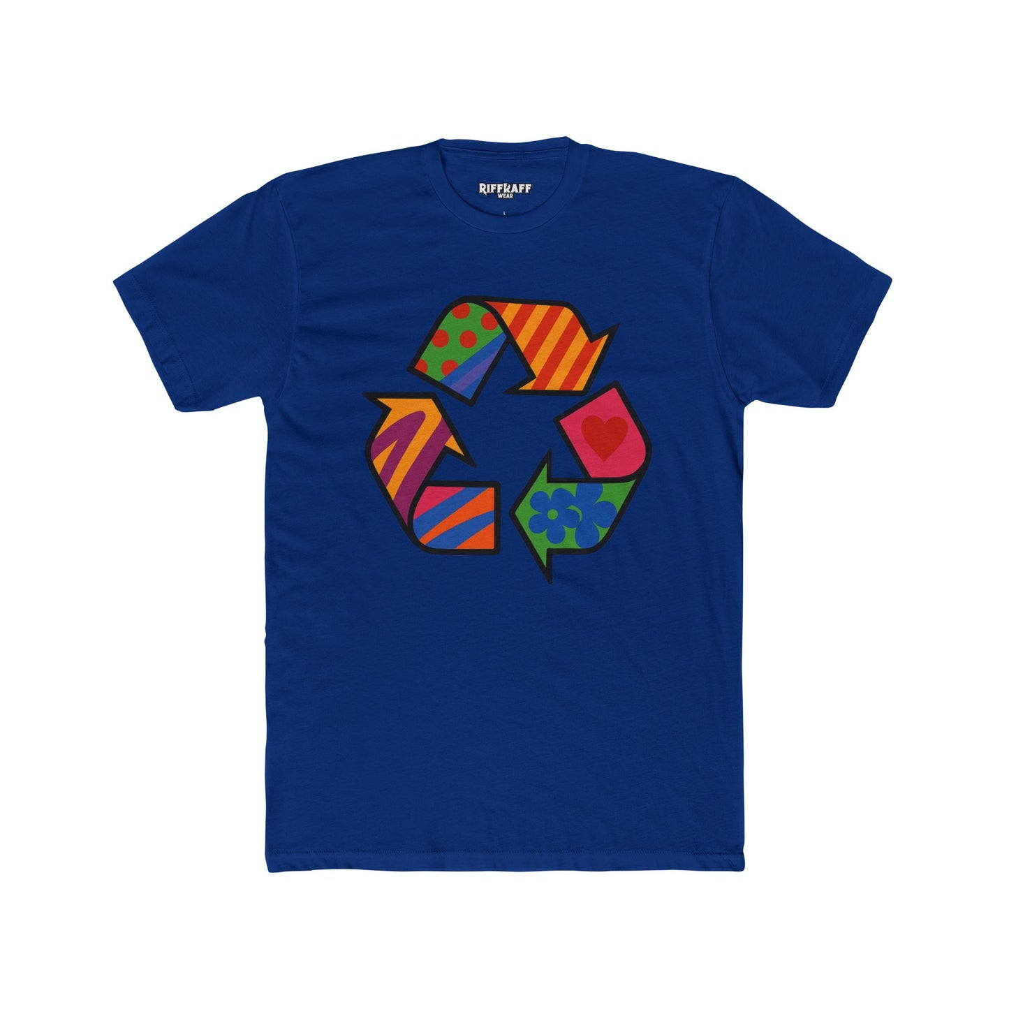 Colorful Recycle Symbol Unisex Cotton Crew Tee - Eco-Friendly Fashion - Riff Raff Wear