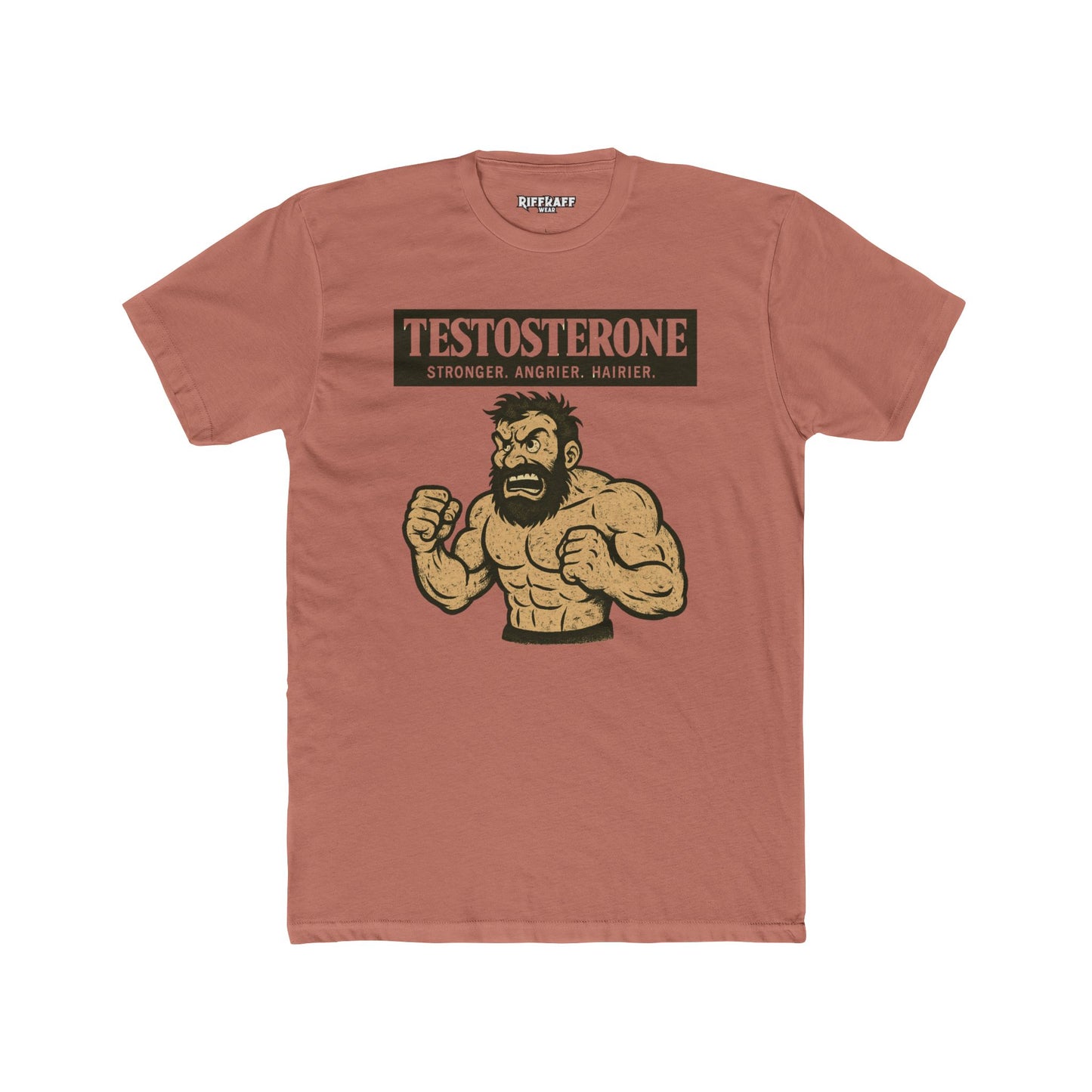 Testosterone Unisex Cotton Crew Tee - Stronger Angry Wiser - Casual Graphic Shirt - OverRX - Riff Raff Wear