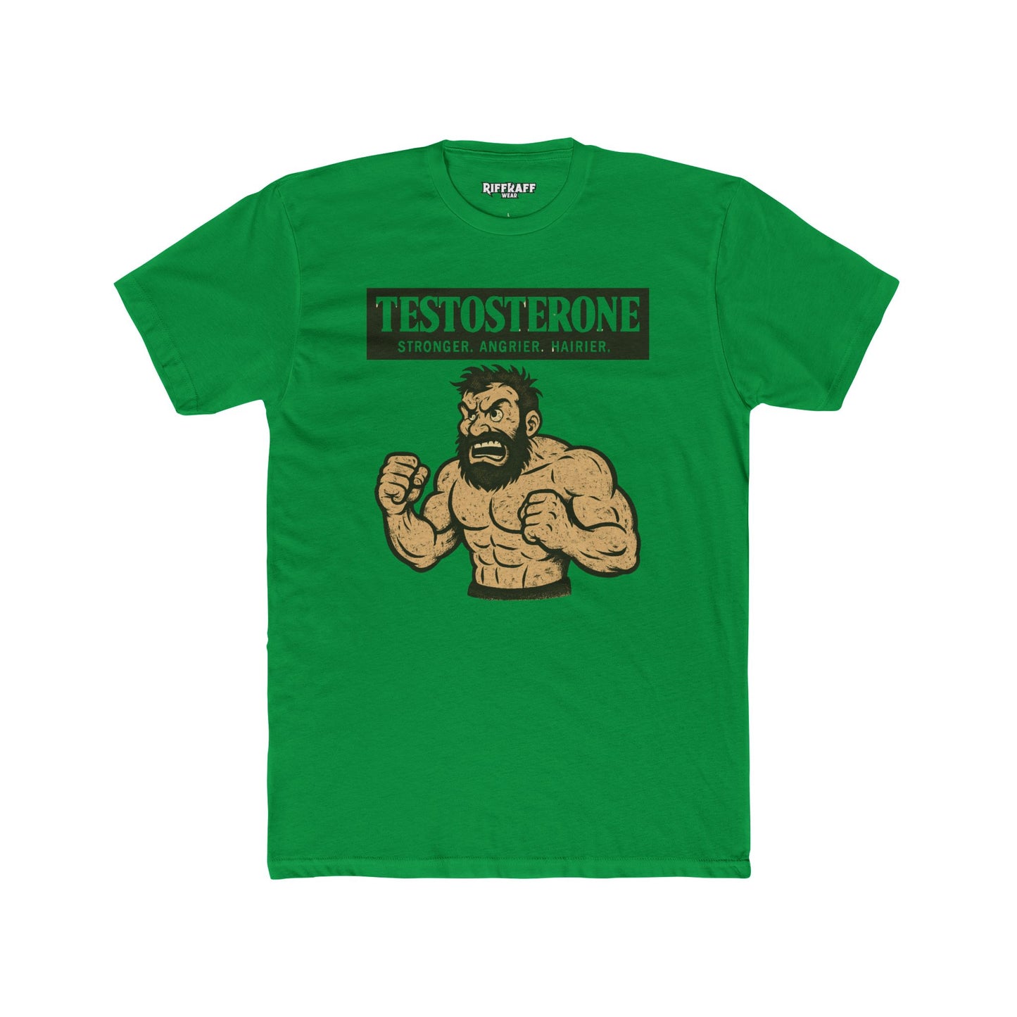 Testosterone Unisex Cotton Crew Tee - Stronger Angry Wiser - Casual Graphic Shirt - OverRX - Riff Raff Wear
