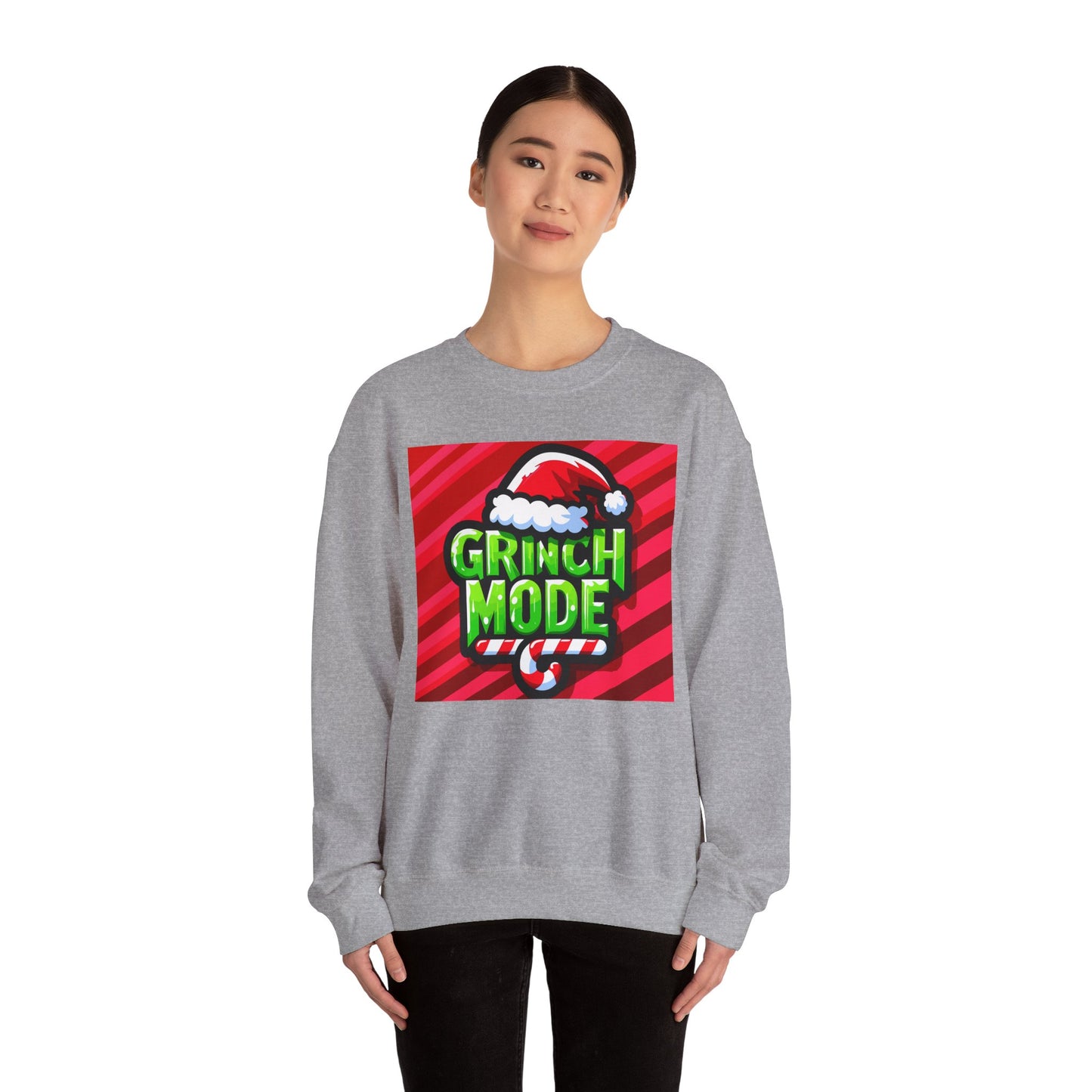Grinch Mode Crewneck Sweatshirt, Christmas Attire, Holiday Sweatshirt, Festive Gift, Cozy Winter Wear, Funny Christmas Sweater - Riff Raff Wear