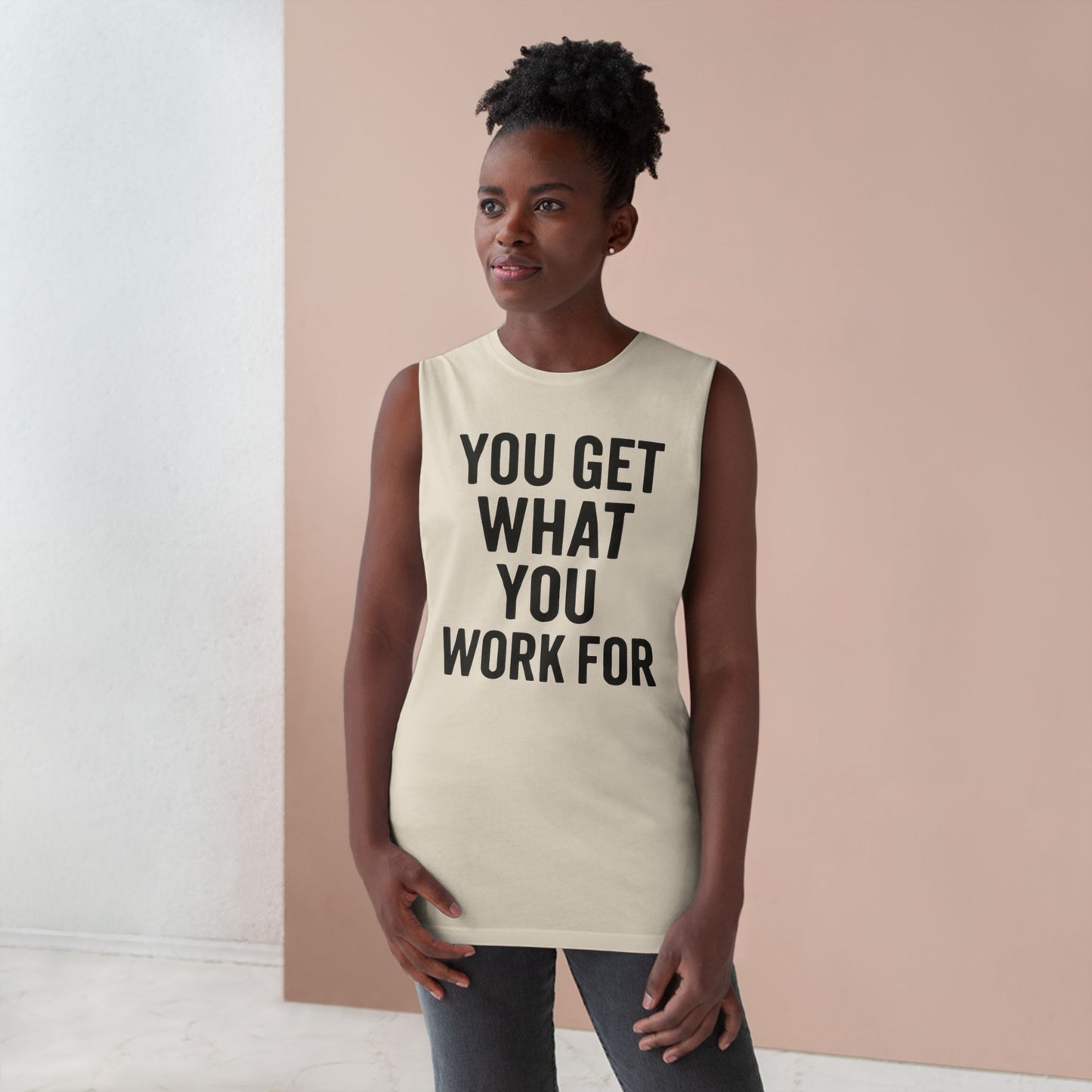 Motivational Unisex Tank Top - "You Get What You Work For" - Riff Raff Wear