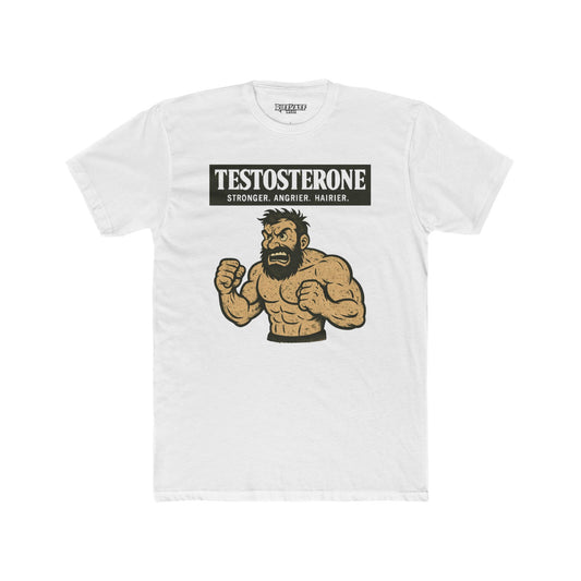 Testosterone Unisex Cotton Crew Tee - Stronger Angry Wiser - Casual Graphic Shirt - OverRX - Riff Raff Wear