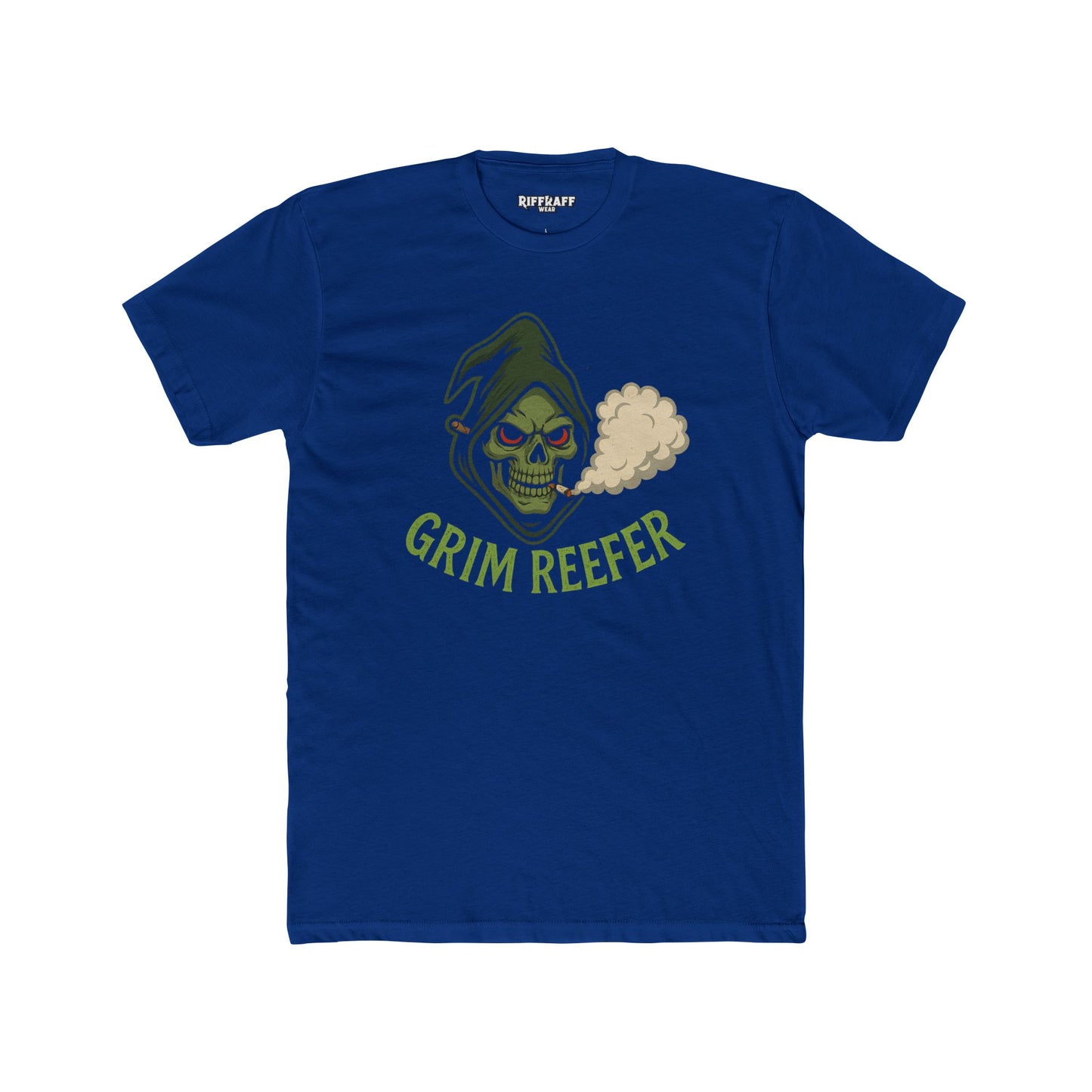 Grim Reefer Unisex Cotton Crew Tee - Casual Skull Graphic T-Shirt for Everyday Wear - Riff Raff Wear