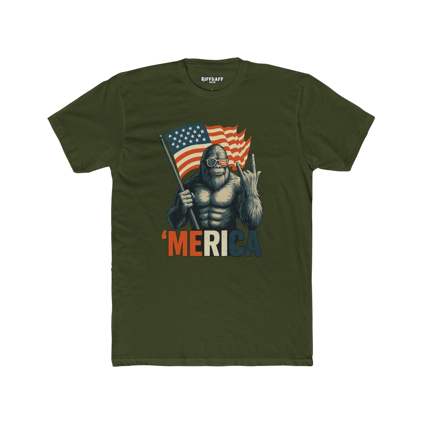 'Merica Bigfoot Tee - Fun Graphic T-Shirt, Unisex Humor Shirt, Patriotic Apparel, Perfect for BBQ - Riff Raff Wear