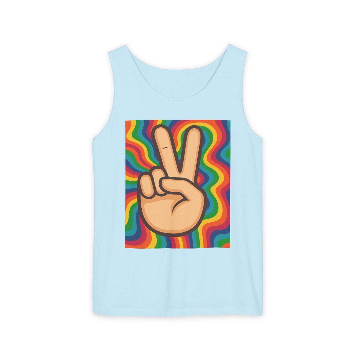 Unisex Peace Sign Tank Top - Vibrant Garment-Dyed Casual Wear - Riff Raff Wear