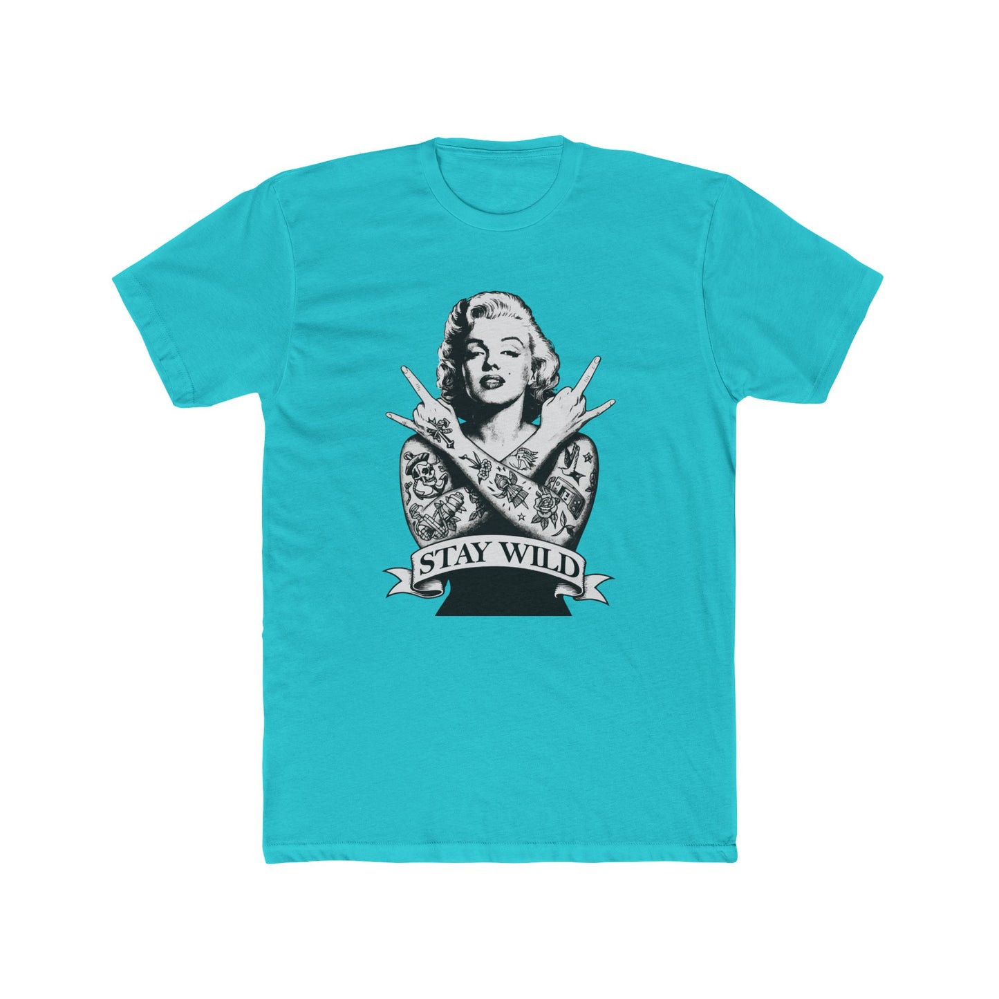 Stay Wild Unisex Cotton Crew Tee - Retro Tattoo Style Shirt - Riff Raff Wear