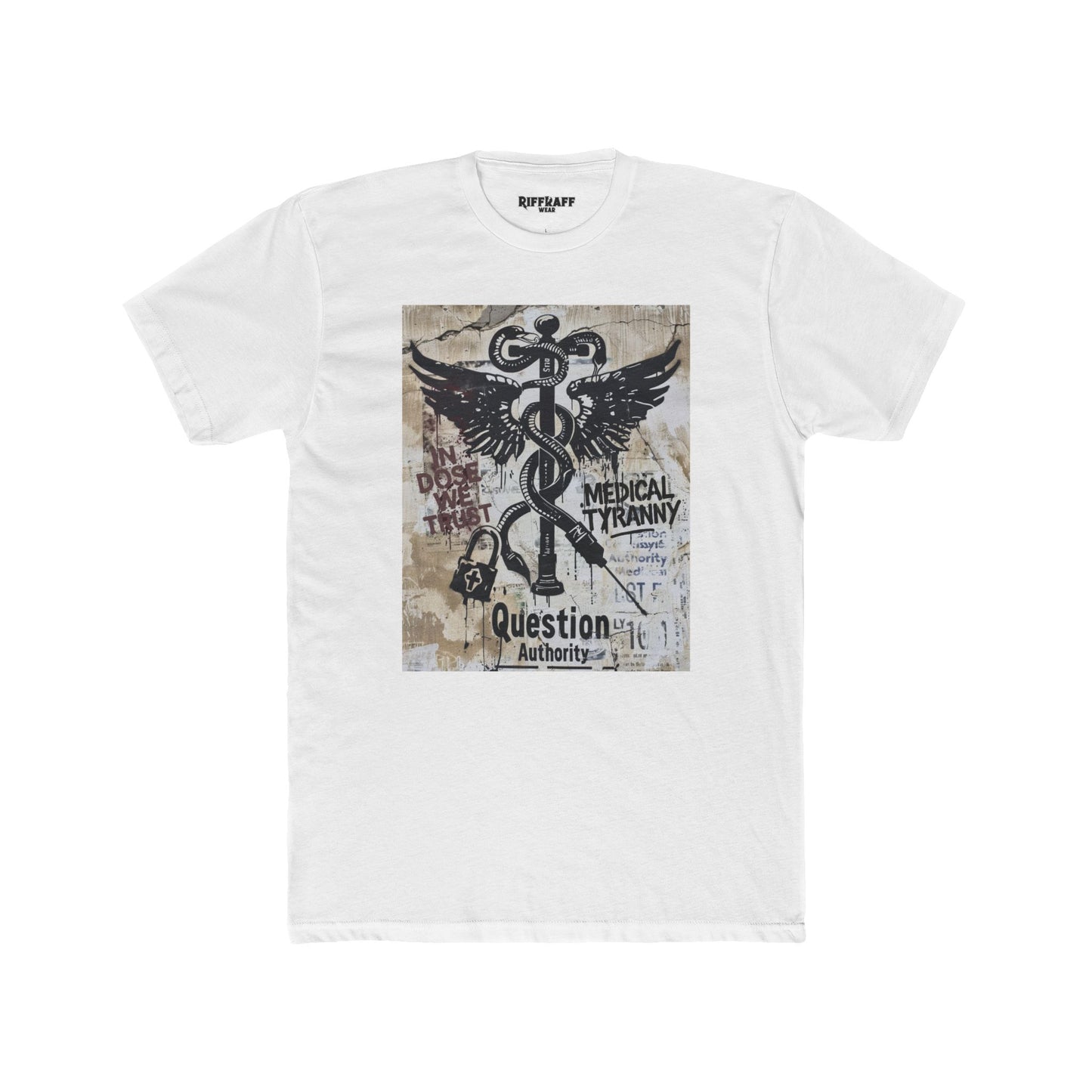 Unisex Cotton Crew Tee - Question Authority Free Thinkers Political Art - Riff Raff Wear