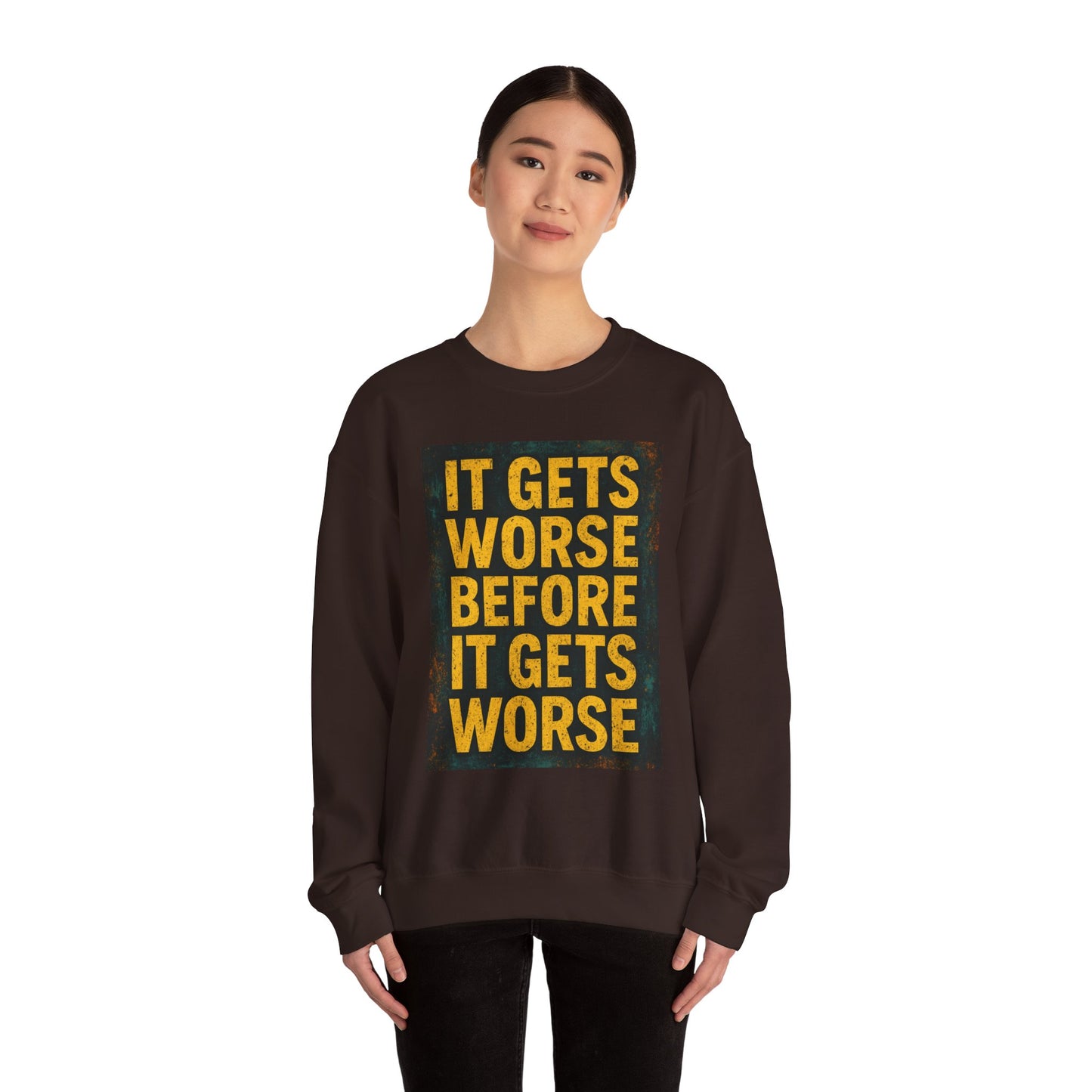 It Gets Worse Graphic Crewneck Sweatshirt - Unisex Heavy Blend™ - Riff Raff Wear