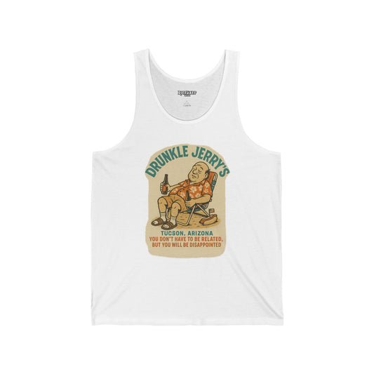Drunkle Jerry's Unisex Jersey Tank - Fun Summer Vibe, Perfect for Parties & Relaxation - Riff Raff Wear