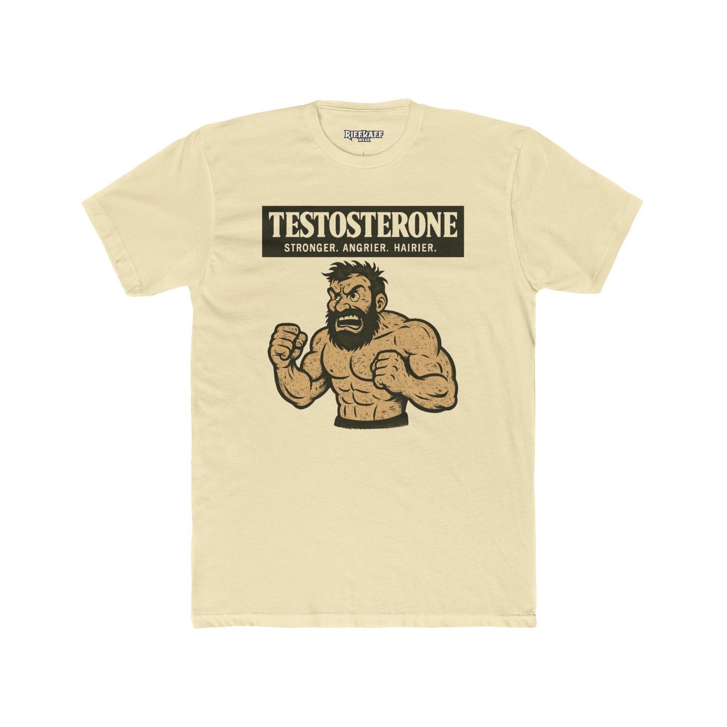 Testosterone Unisex Cotton Crew Tee - Stronger Angry Wiser - Casual Graphic Shirt - OverRX - Riff Raff Wear