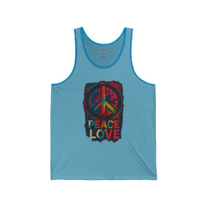 Peace Love Unisex Jersey Tank - Relaxed Summer Top - Riff Raff Wear