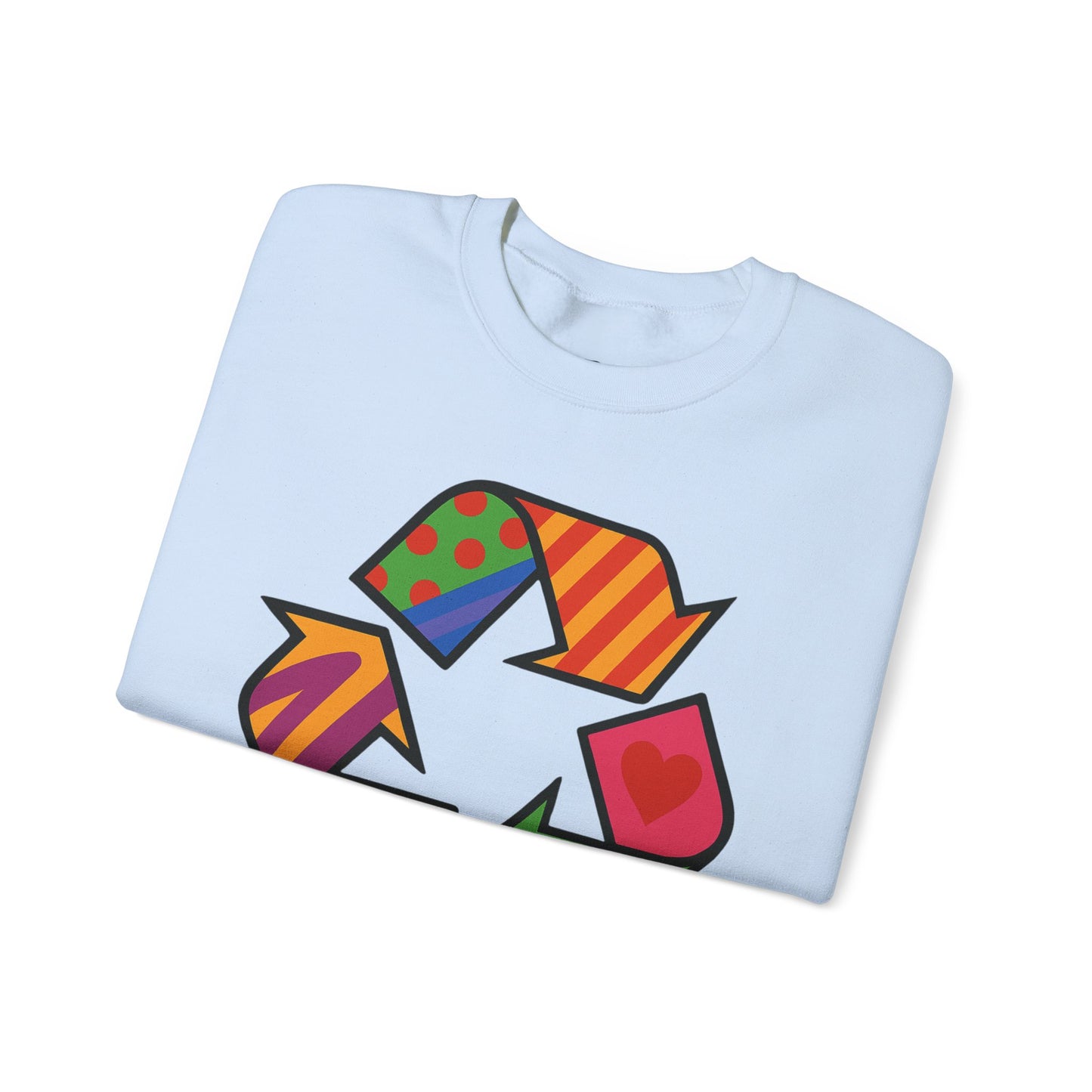 Eco-Friendly Graphic Sweatshirt - Unisex Heavy Blend™ Crewneck with Colorful Recycle Design - Riff Raff Wear