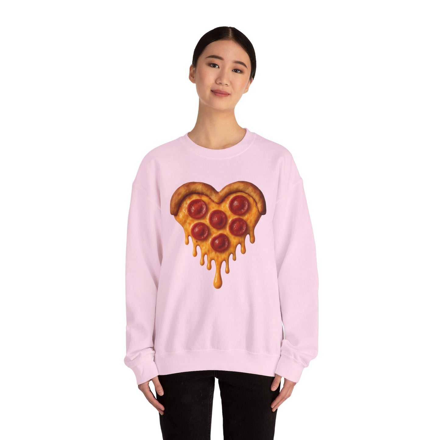 Heart-Shaped Pizza Sweatshirt - Unisex Cozy Crewneck for Food Lovers - Riff Raff Wear