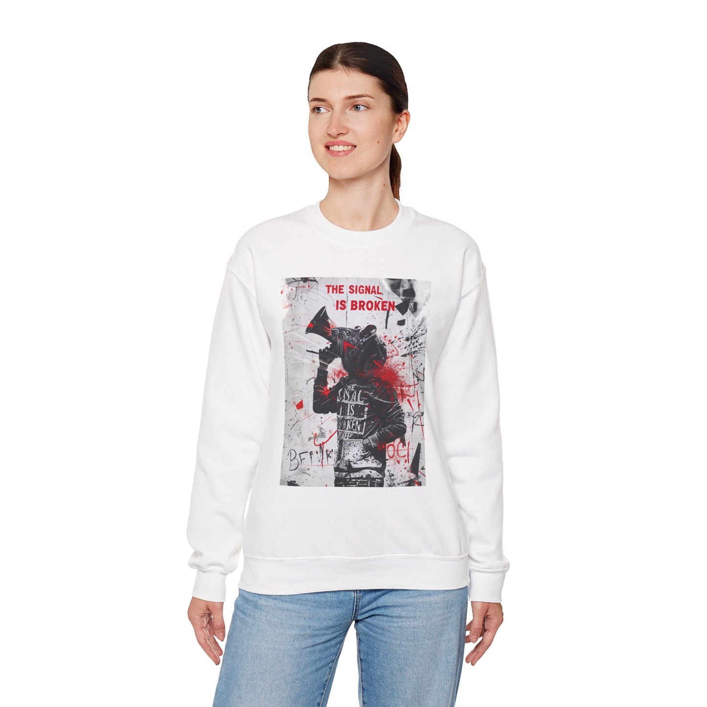 Unisex Crewneck Sweatshirt - "The Signal is Broken" Graphic Design - Riff Raff Wear