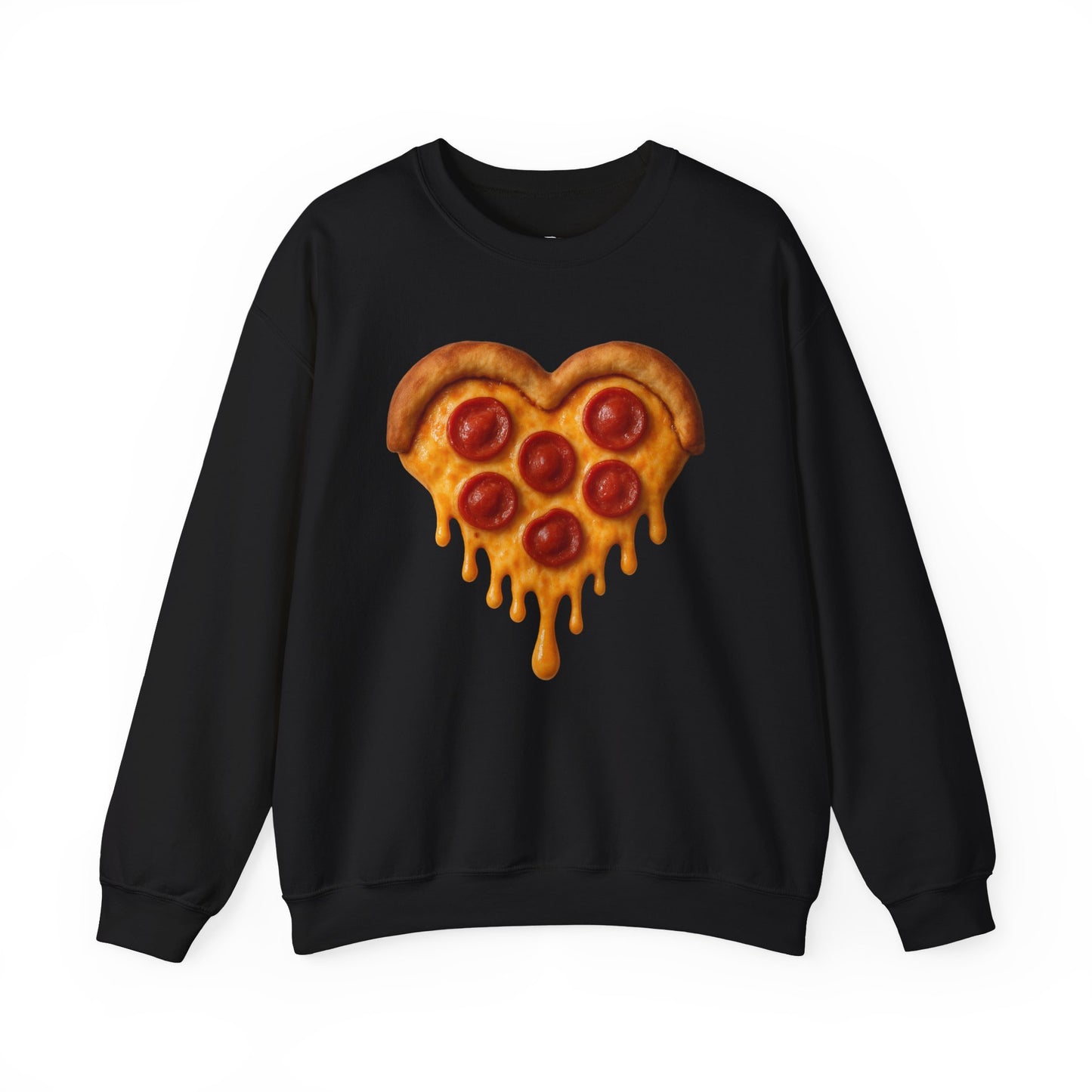 Heart-Shaped Pizza Sweatshirt - Unisex Cozy Crewneck for Food Lovers - Riff Raff Wear
